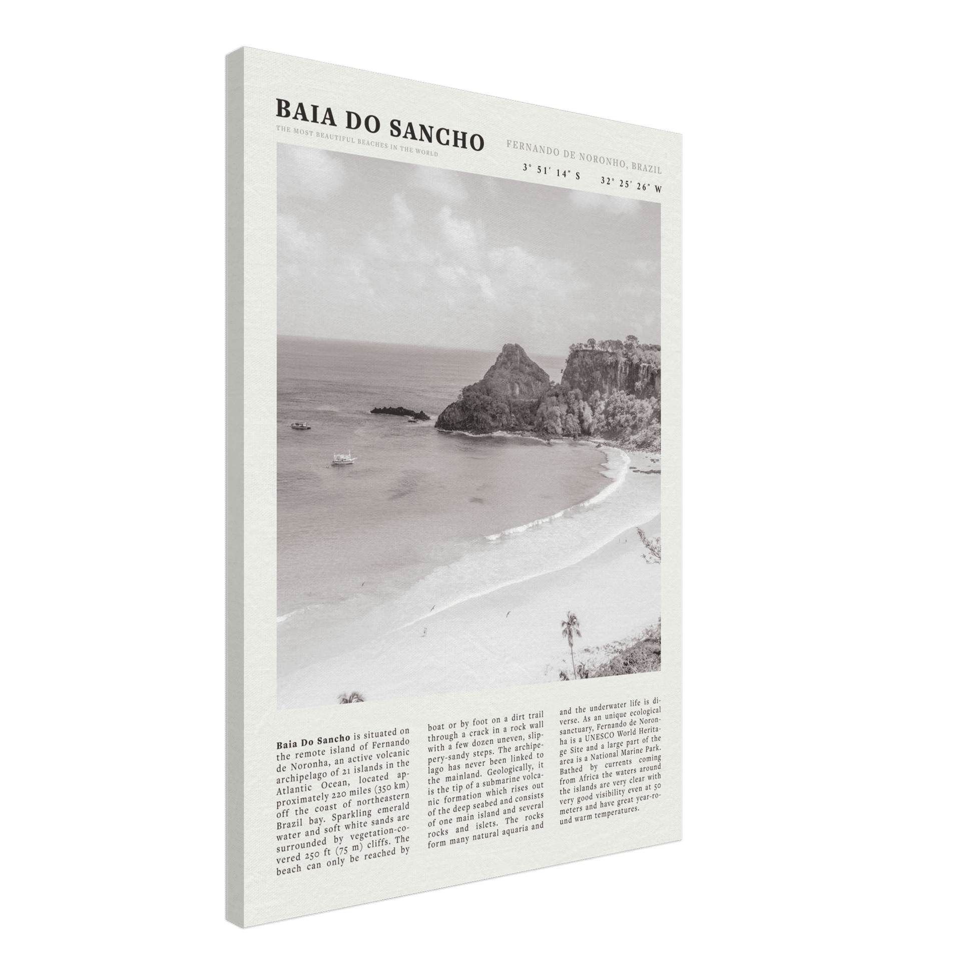 Baia Do Sancho Poster | Black & White Brazil Beach Wall Art | Fernando de Noronha - Evergreen Posters