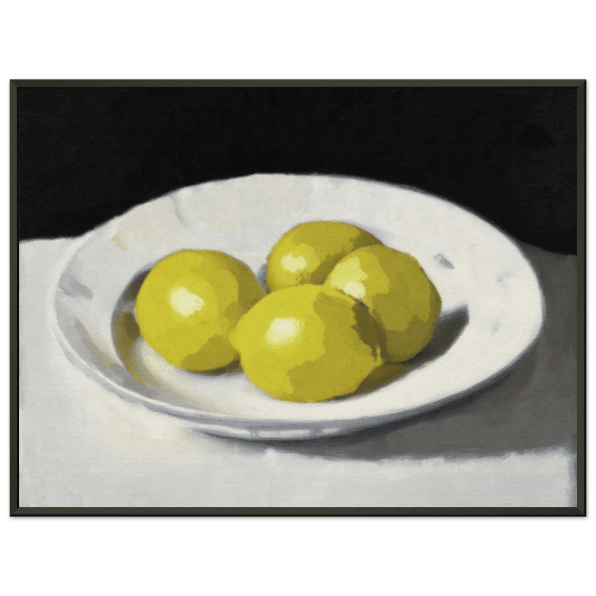 Lemons Print | Three Lemons Oil Painting Wall Art | Kitchen Still Life Poster - Evergreen Posters