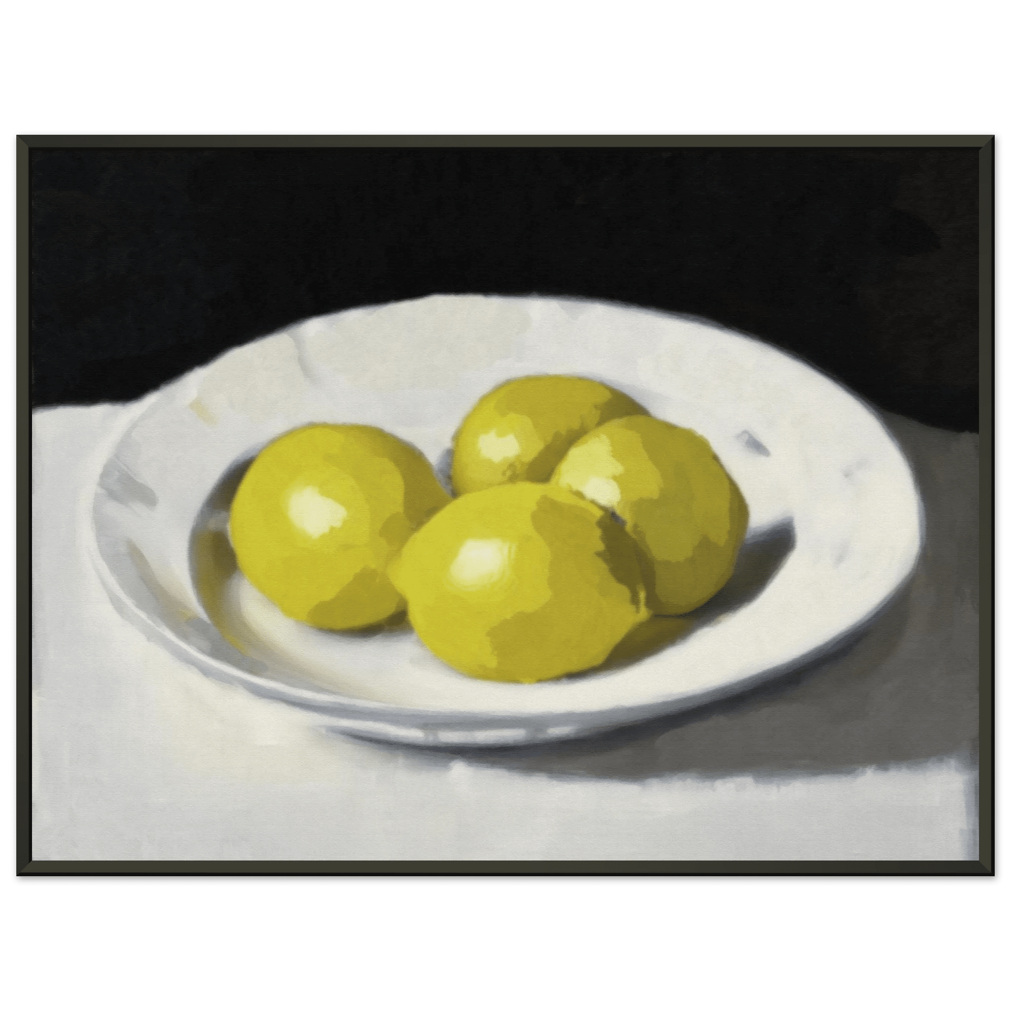 Lemons Print | Three Lemons Oil Painting Wall Art | Kitchen Still Life Poster - Evergreen Posters