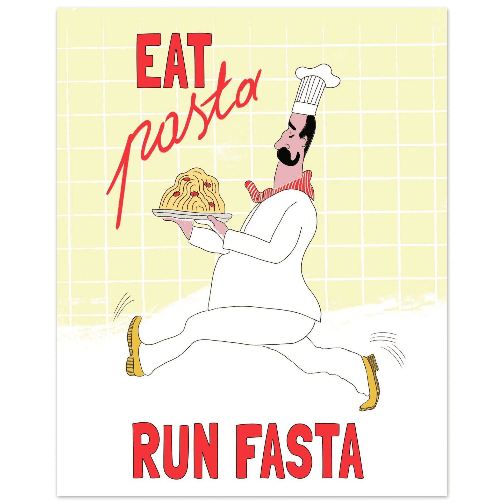 Eat Pasta Run Fasta Poster – Playful Kitchen Wall Art Print (Digital & Printed Options) - Evergreen Posters