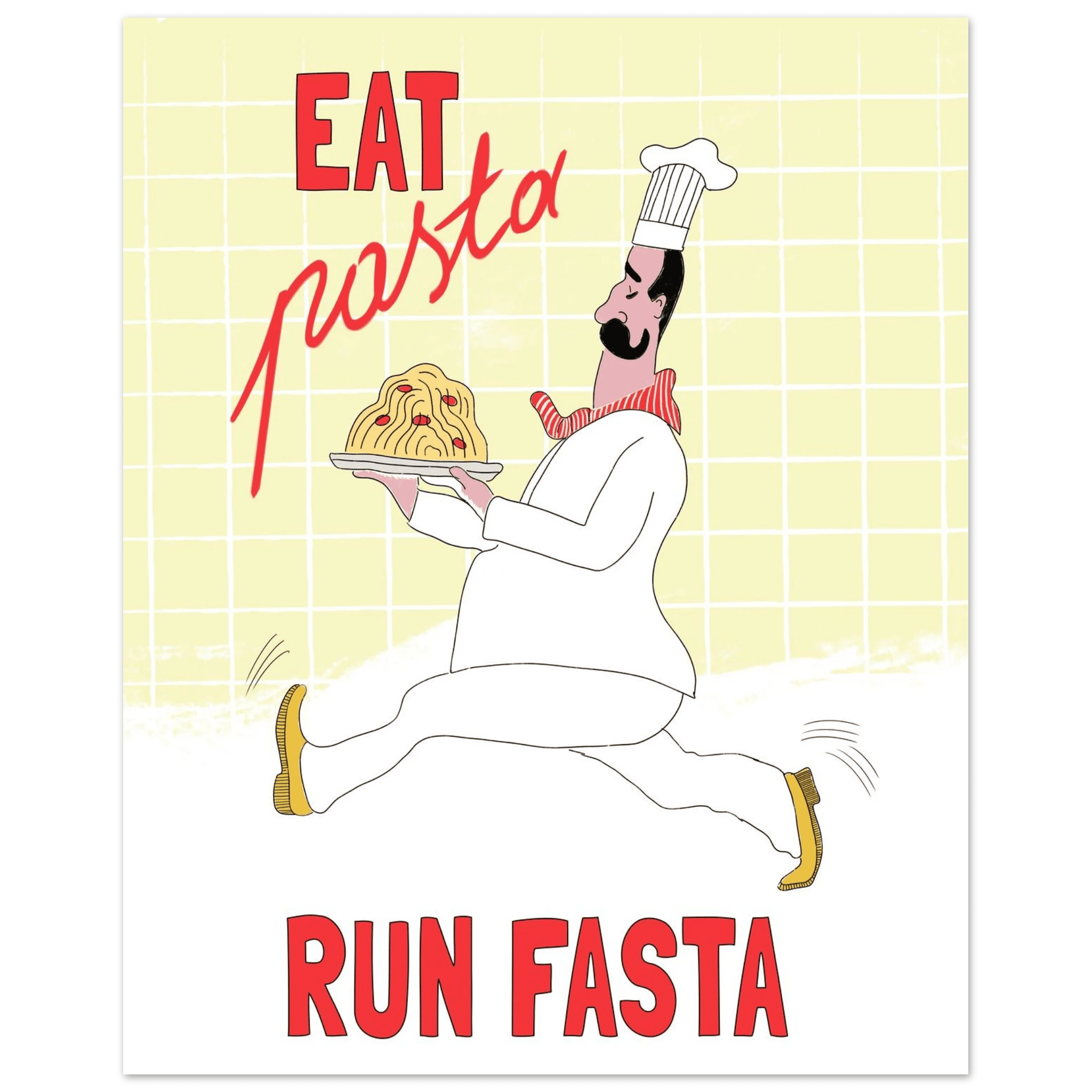 Eat Pasta Run Fasta Poster – Playful Kitchen Wall Art Print (Digital & Printed Options) - Evergreen Posters