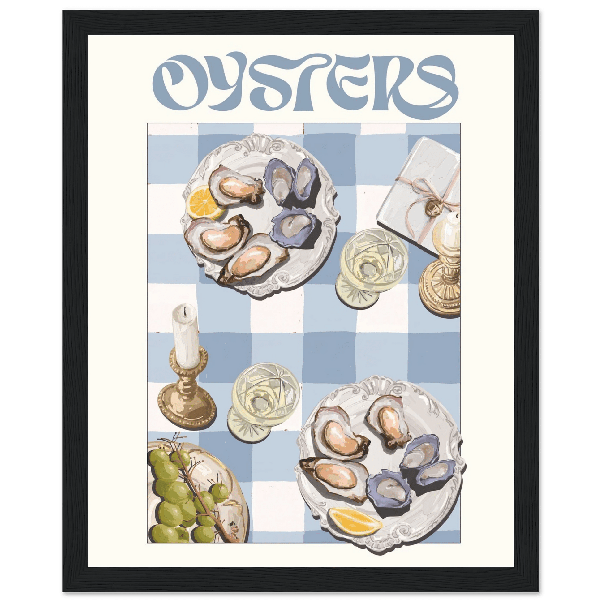 Oysters Poster – Playful Seafood Kitchen Wall Art Print (Digital & Printed Options) - Evergreen Posters