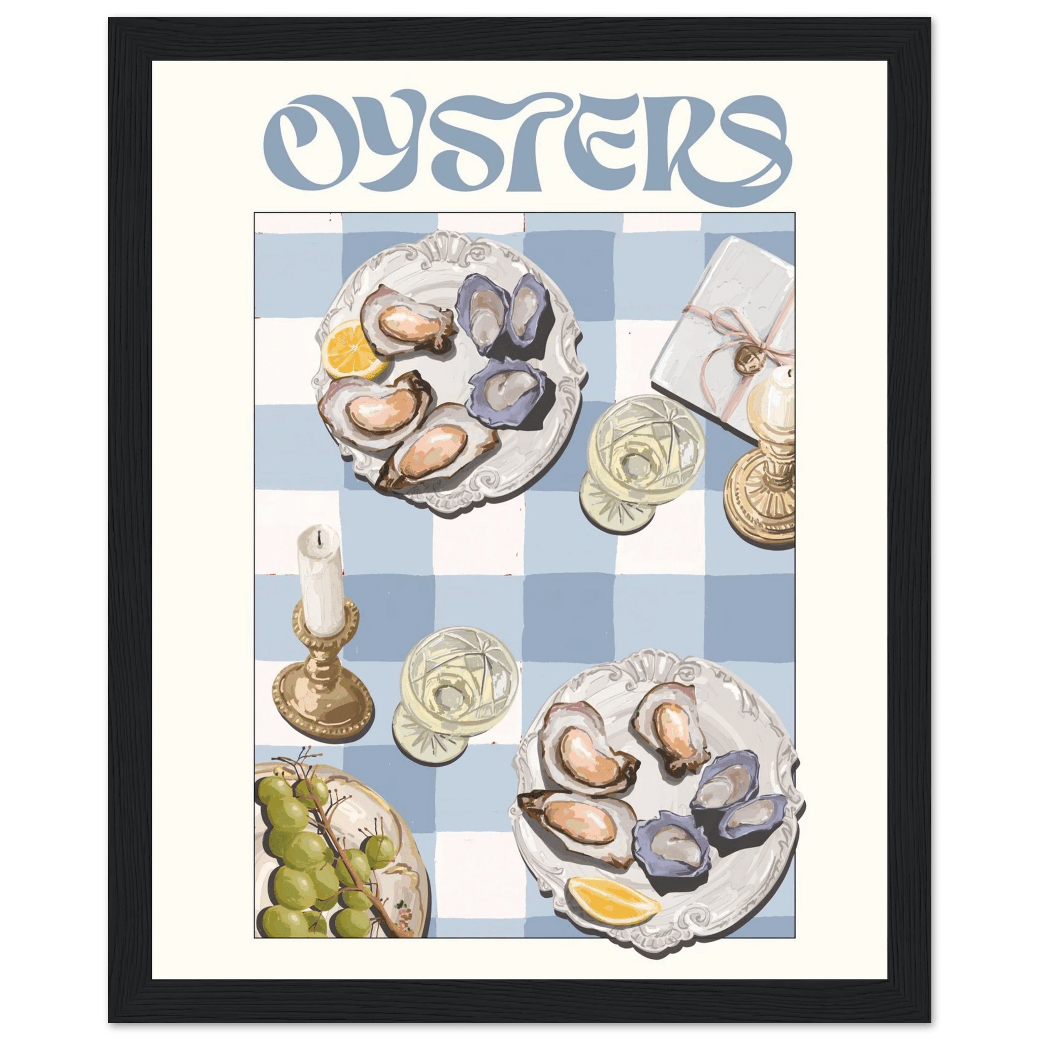 Oysters Poster – Playful Seafood Kitchen Wall Art Print (Digital & Printed Options) - Evergreen Posters