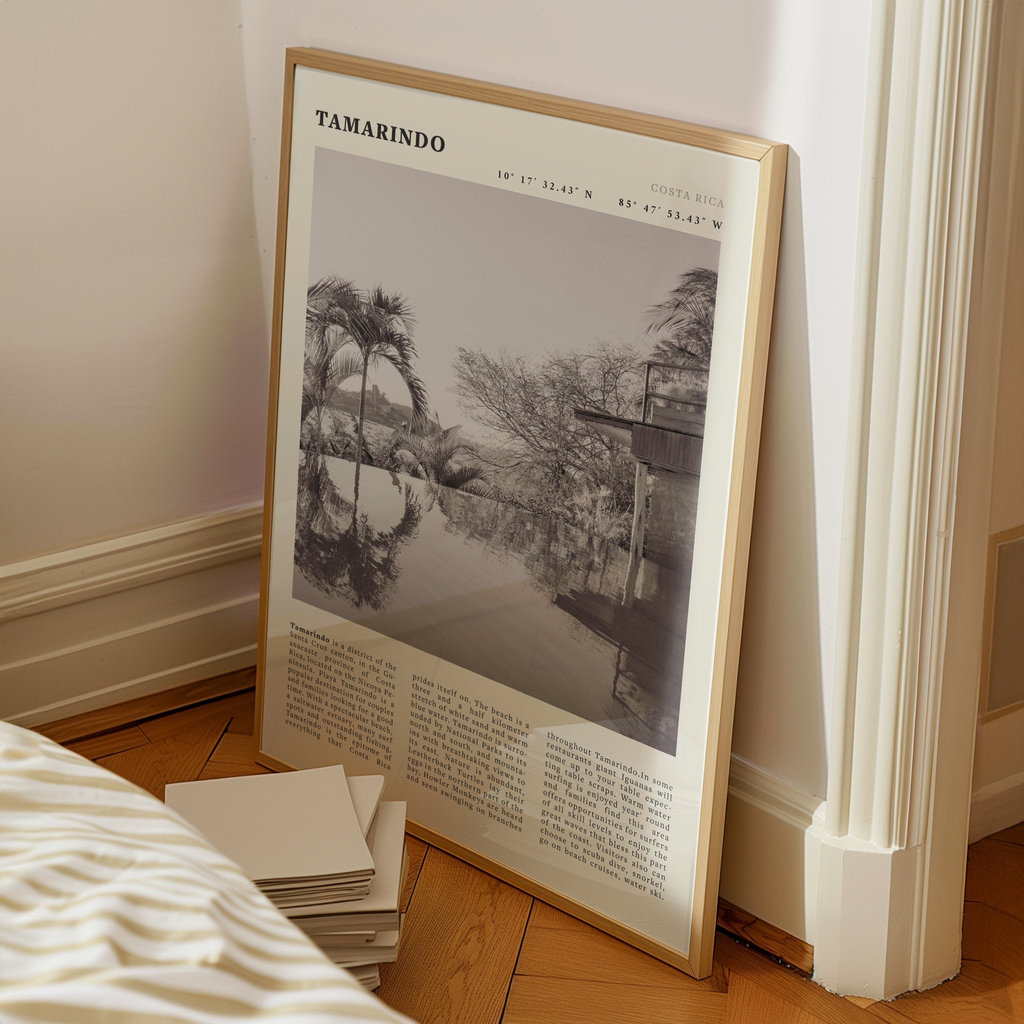 Tamarindo Poster | Black & White Costa Rica Beach Wall Art | Surf Travel Print - Evergreen Posters