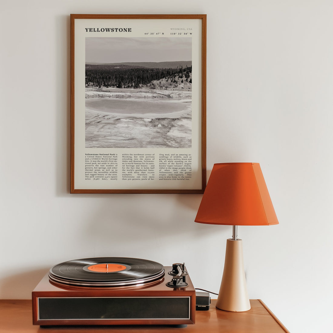 Yellowstone Poster | Black & White Grand Prismatic Spring Wall Art | WY Print - Evergreen Posters