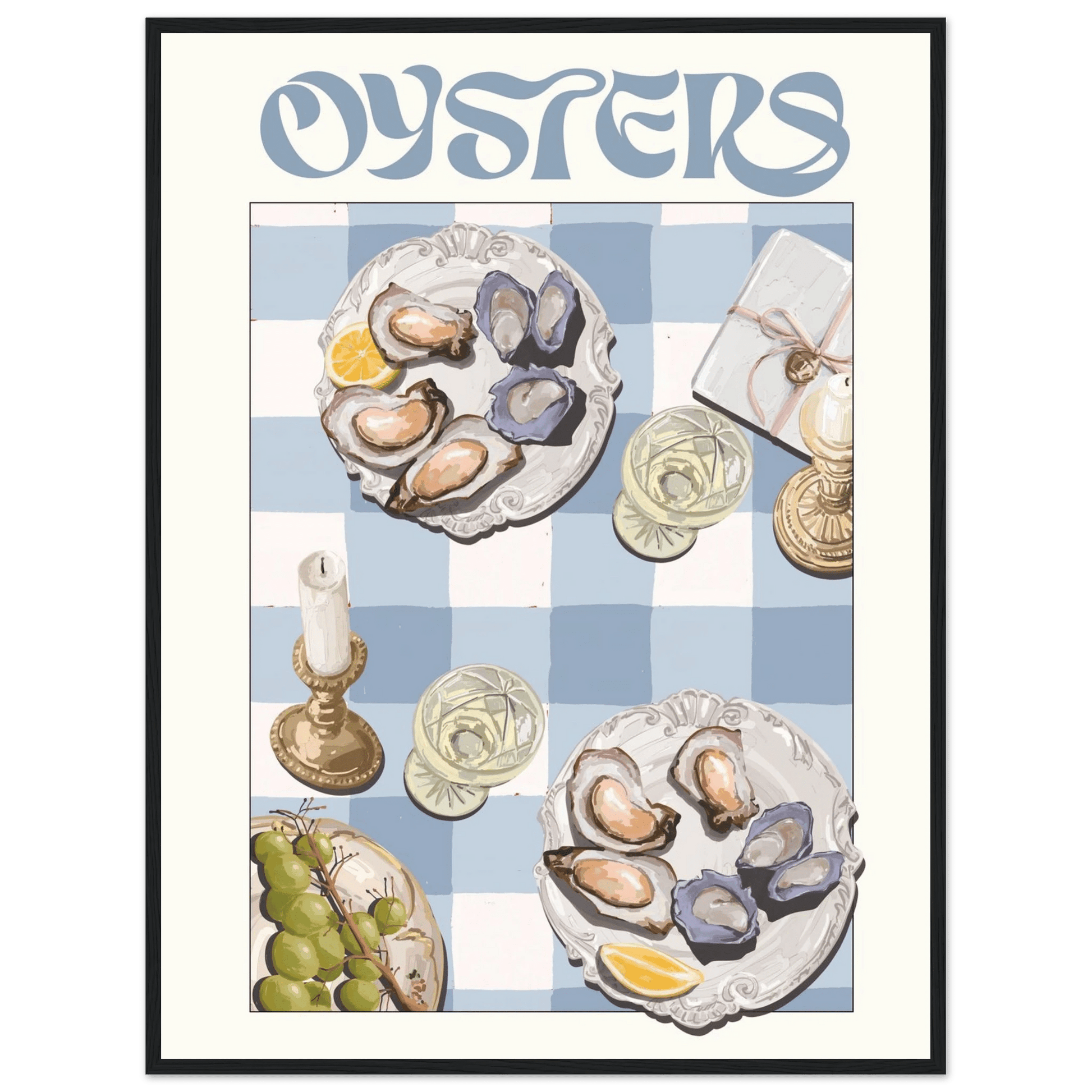 Oysters Poster – Playful Seafood Kitchen Wall Art Print (Digital & Printed Options) - Evergreen Posters