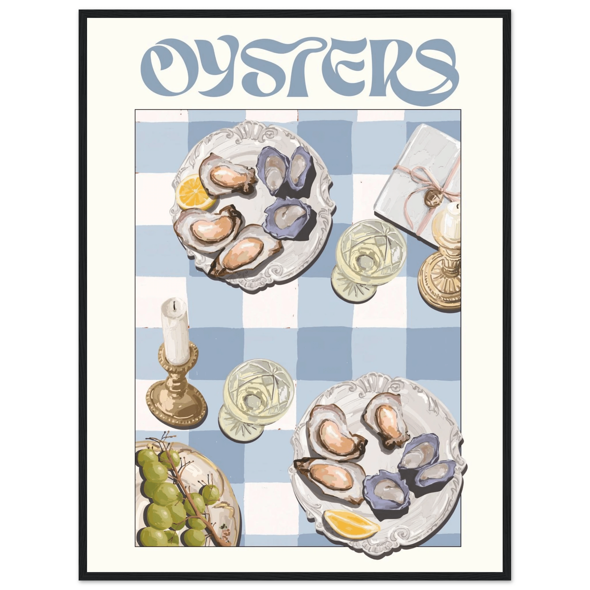 Oysters Poster – Playful Seafood Kitchen Wall Art Print (Digital & Printed Options) - Evergreen Posters