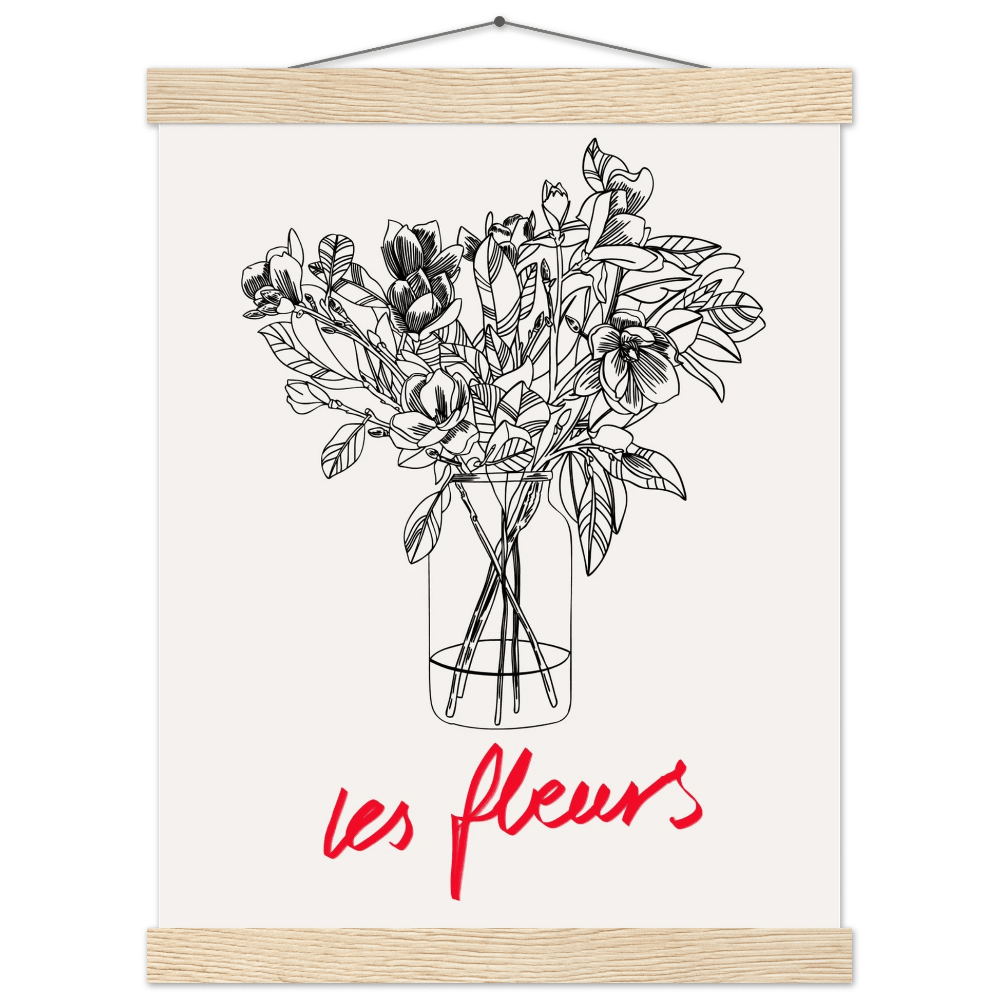 Les Fleurs Botanical Poster | French Flower Line Art Print | Minimalist Floral Wall Decor - Evergreen Posters