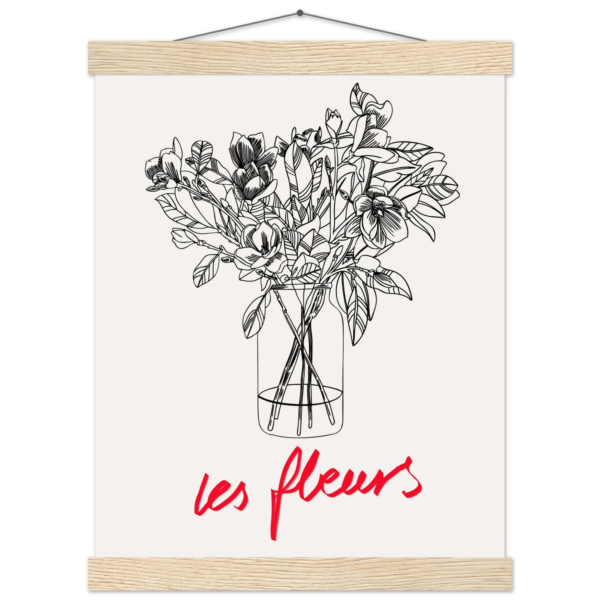 Les Fleurs Botanical Poster | French Flower Line Art Print | Minimalist Floral Wall Decor - Evergreen Posters