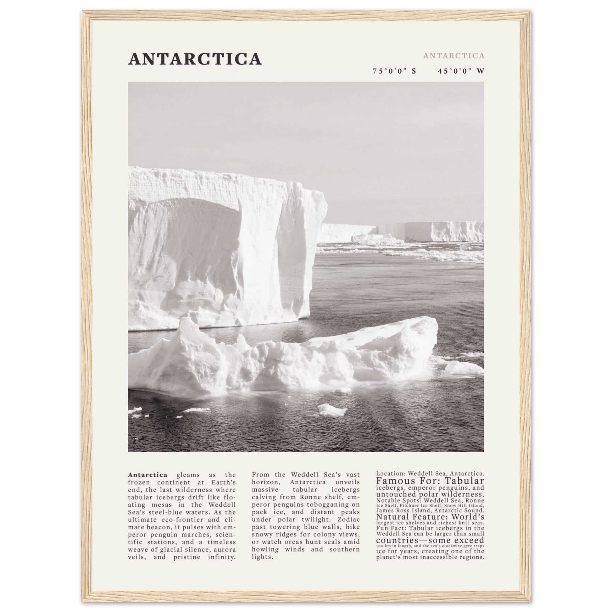 Antarctica Poster Black and White – Vintage Weddell Sea Iceberg Print (Digital & Printed Options) - Evergreen Posters