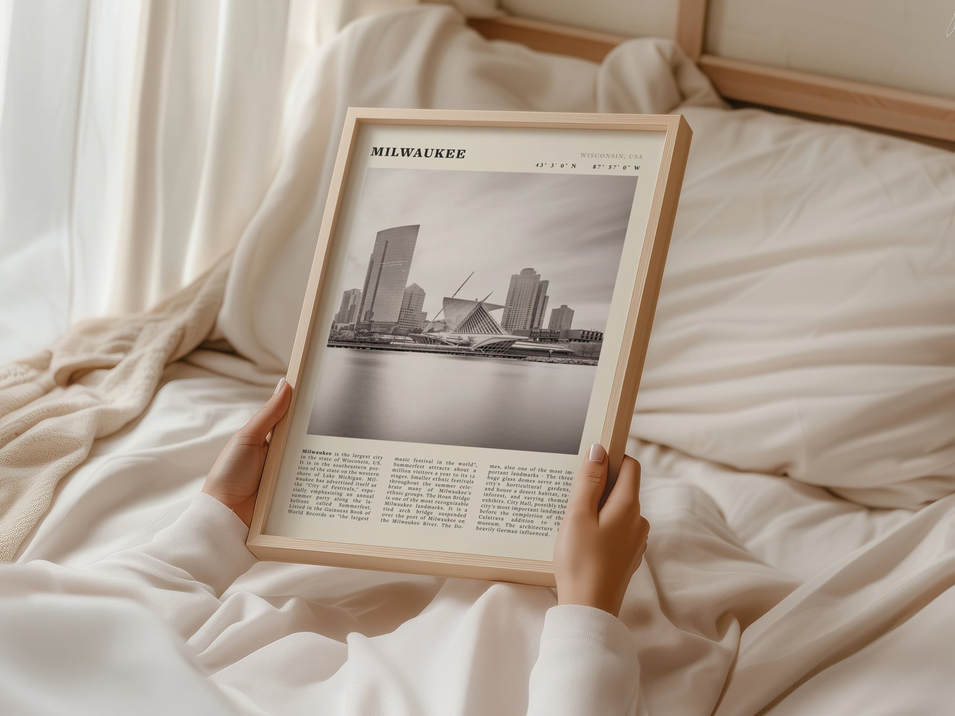 Milwaukee Poster | Black & White Wisconsin City Wall Art | USA Travel Print - Evergreen Posters