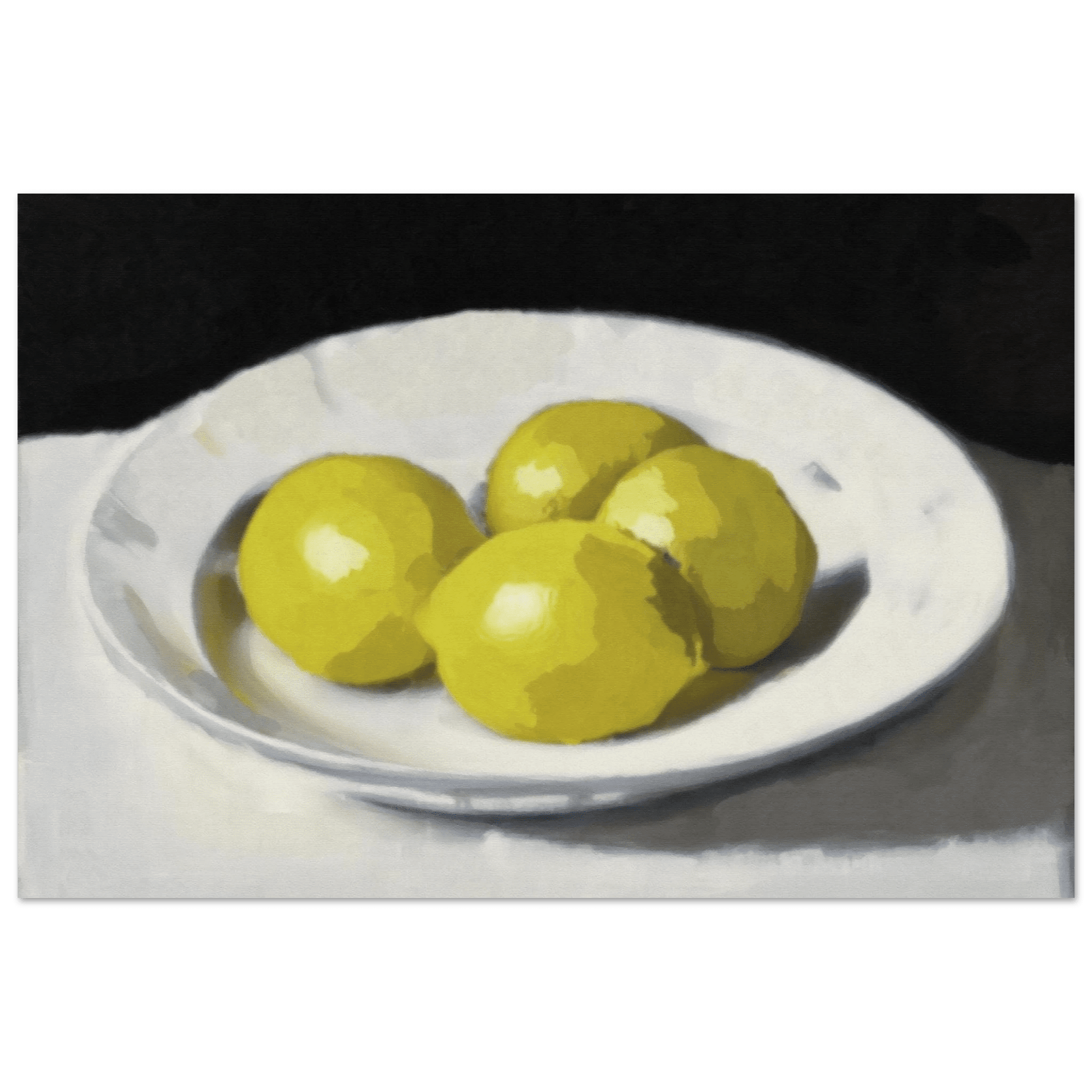 Lemons Print | Three Lemons Oil Painting Wall Art | Kitchen Still Life Poster - Evergreen Posters