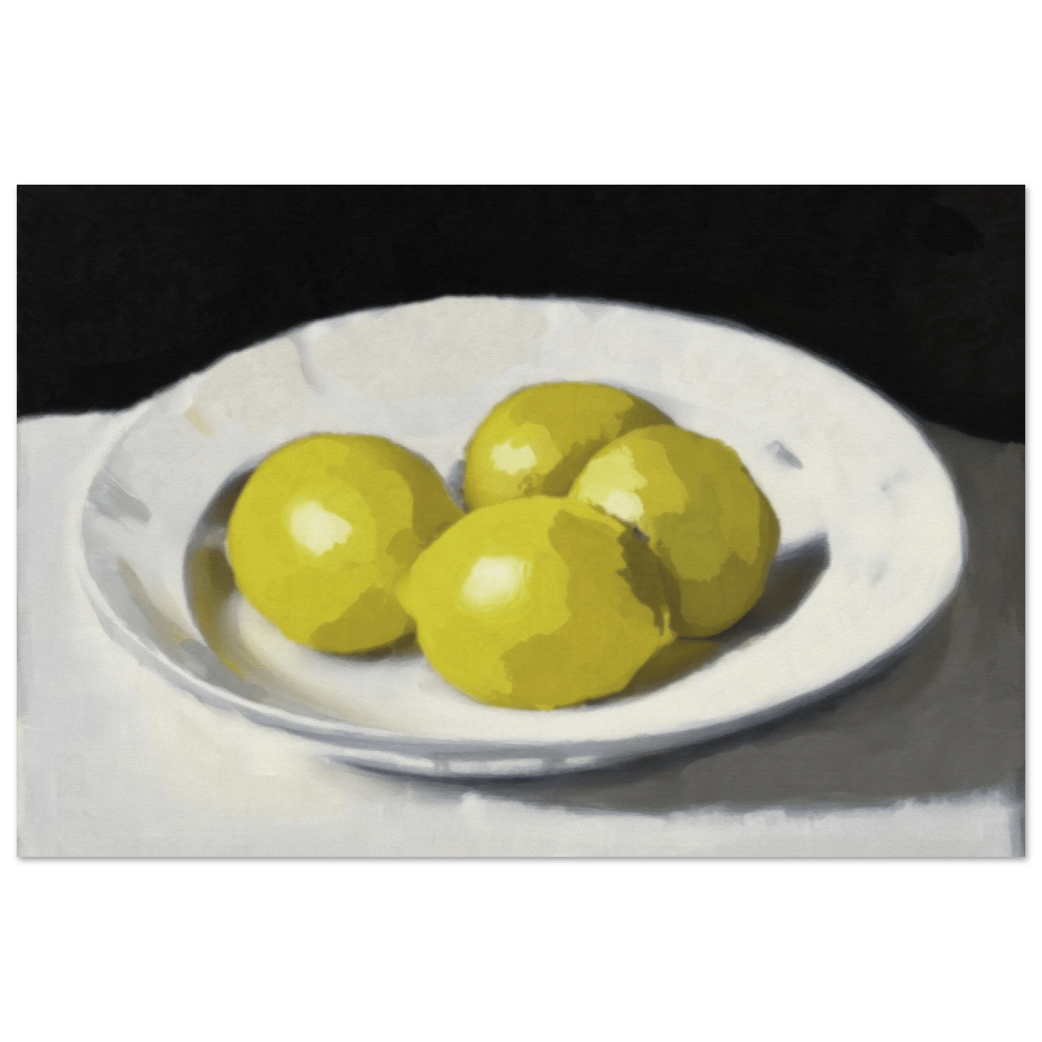 Lemons Print | Three Lemons Oil Painting Wall Art | Kitchen Still Life Poster - Evergreen Posters