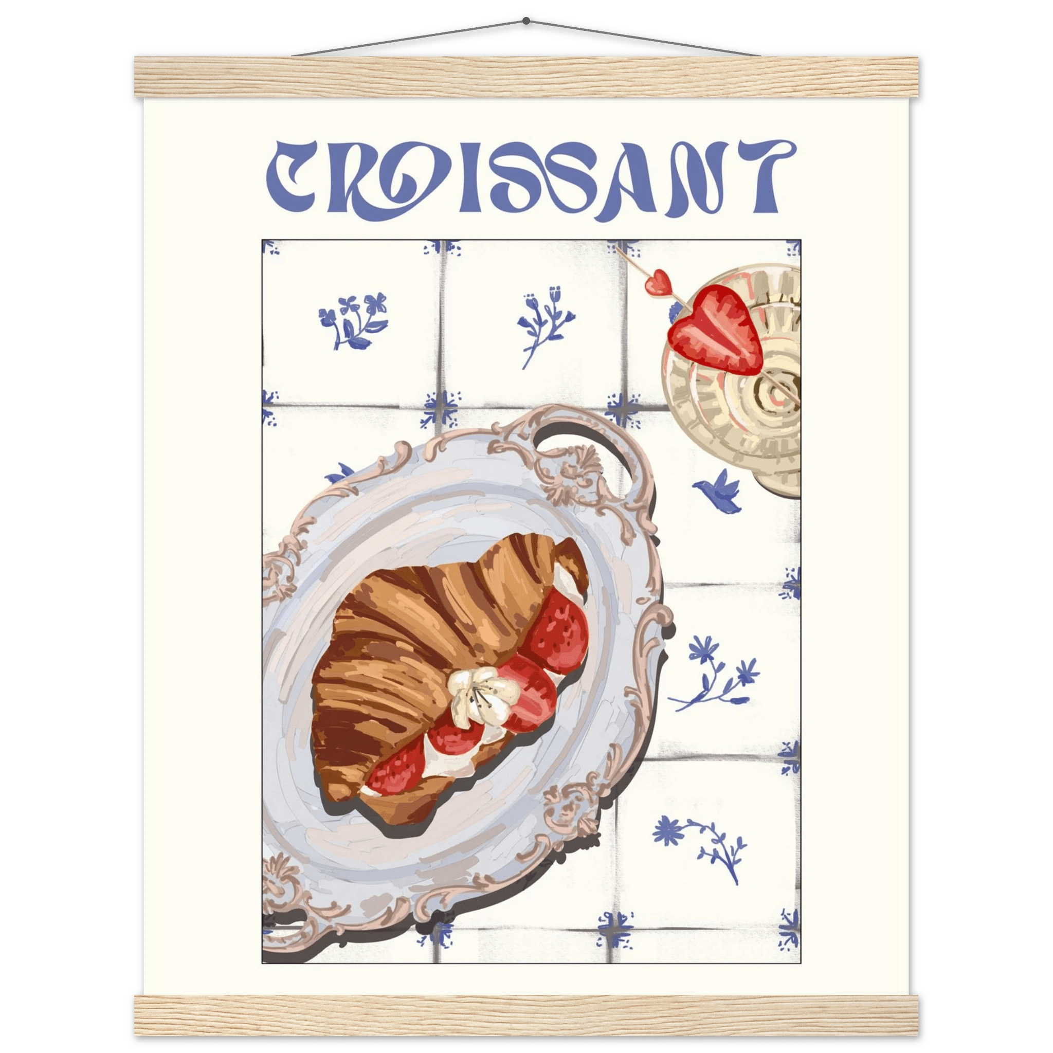 Croissant Poster – Charming French Breakfast Kitchen Wall Art Print (Digital & Printed Options) - Evergreen Posters