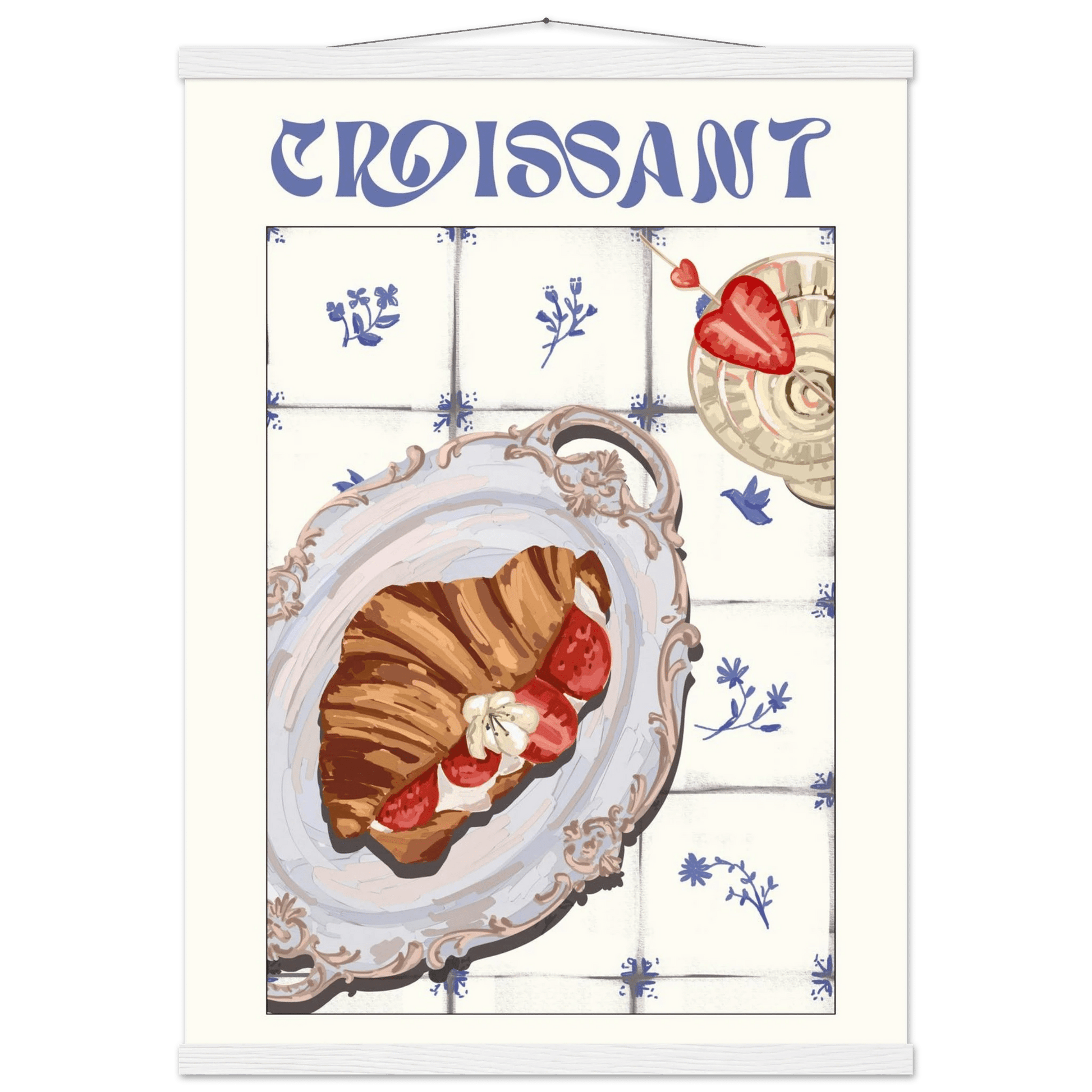 Croissant Poster – Charming French Breakfast Kitchen Wall Art Print (Digital & Printed Options) - Evergreen Posters
