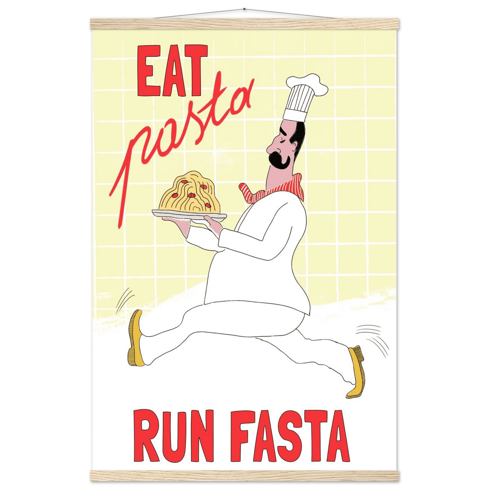 Eat Pasta Run Fasta Poster – Playful Kitchen Wall Art Print (Digital & Printed Options) - Evergreen Posters