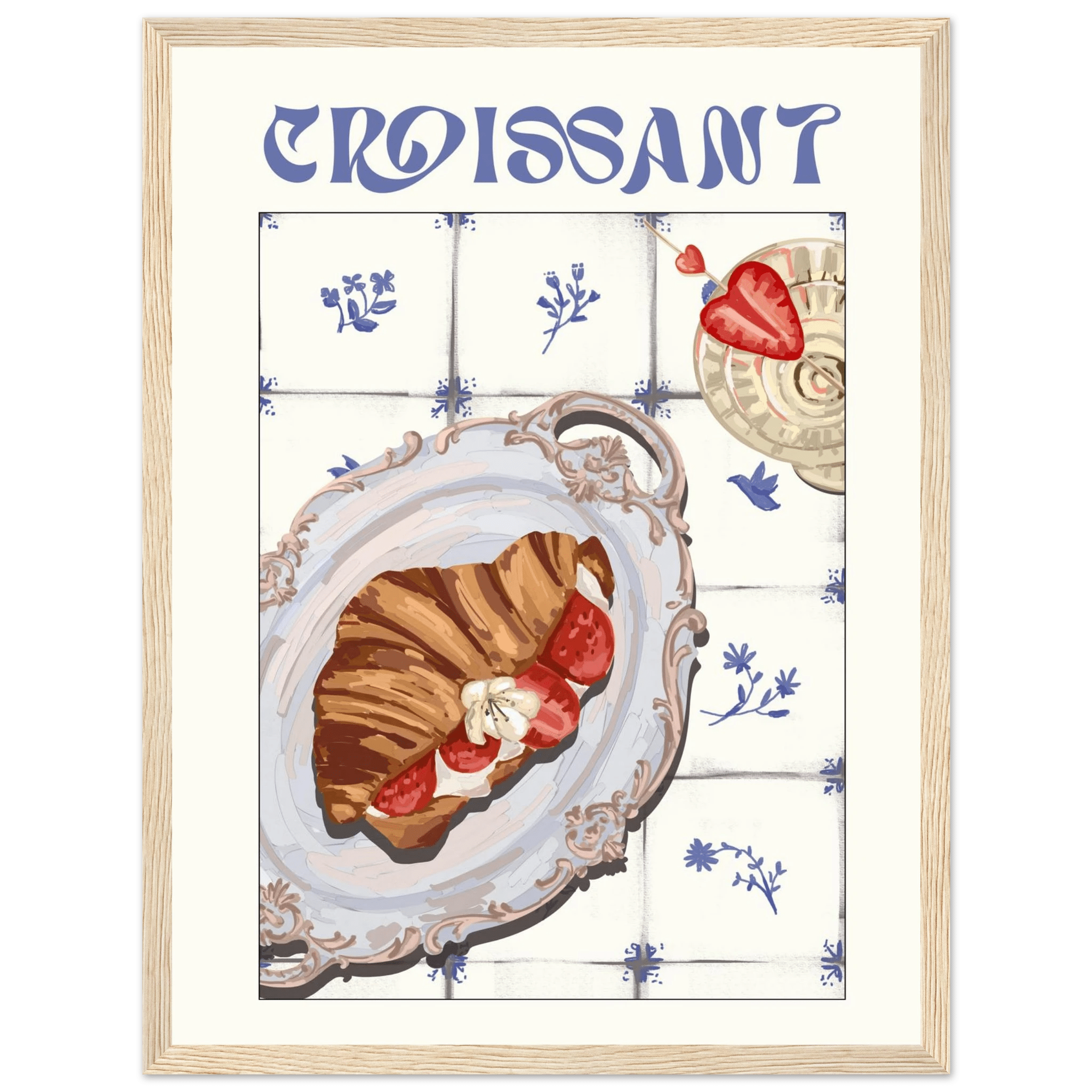 Croissant Poster – Charming French Breakfast Kitchen Wall Art Print (Digital & Printed Options) - Evergreen Posters