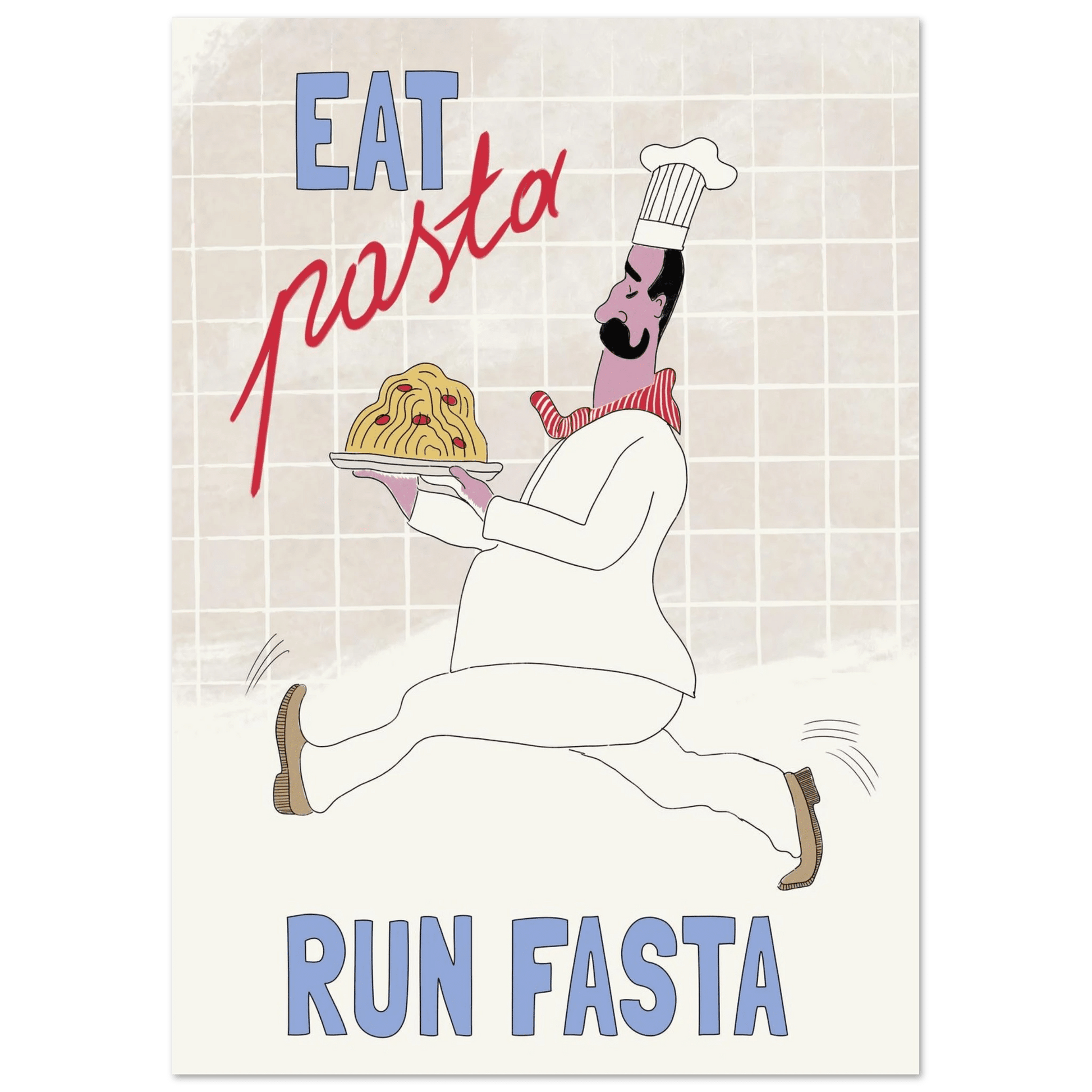 Eat Pasta Run Fasta Poster – Fun Kitchen Wall Art Print (Digital & Printed Options) - Evergreen Posters