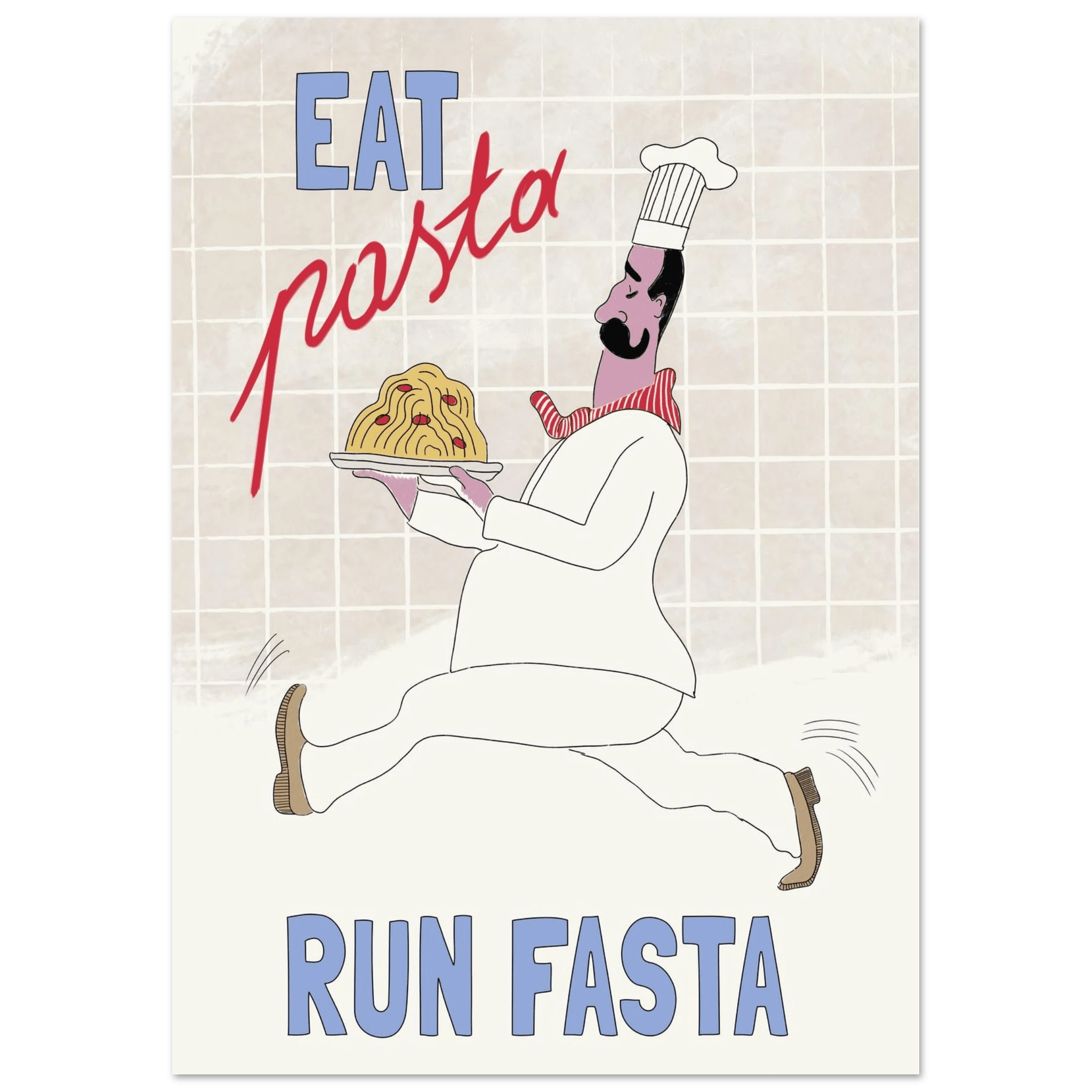 Eat Pasta Run Fasta Poster – Fun Kitchen Wall Art Print (Digital & Printed Options) - Evergreen Posters