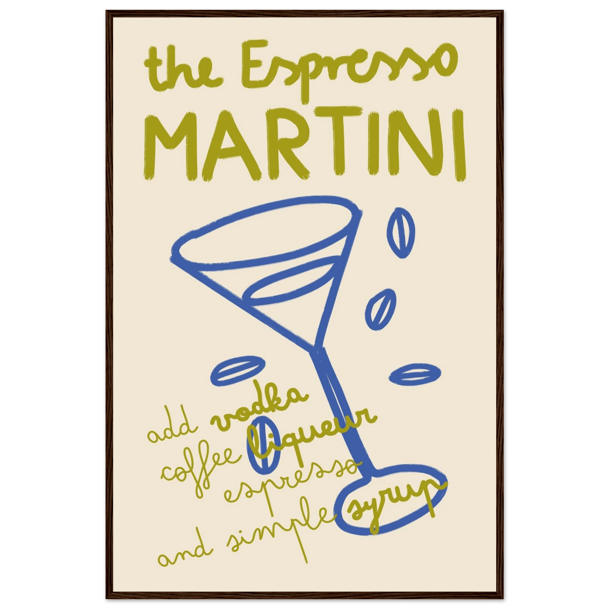 Espresso Martini Print | Cocktail Recipe Wall Art | Kitchen Bar Poster - Evergreen Posters
