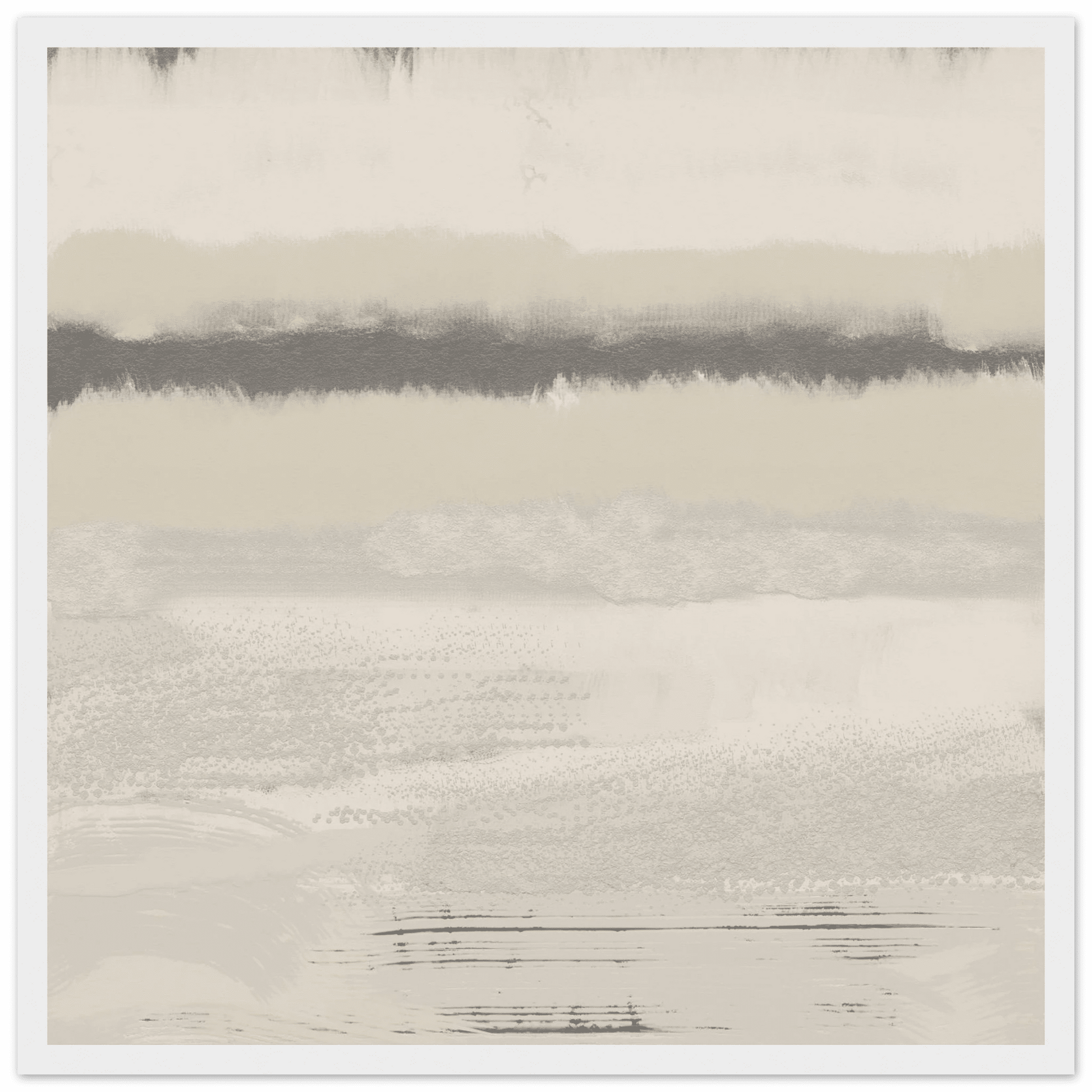 Misty Abstract Poster | Beige & Grey Textured Wall Art | Minimalist Square Print - Evergreen Posters
