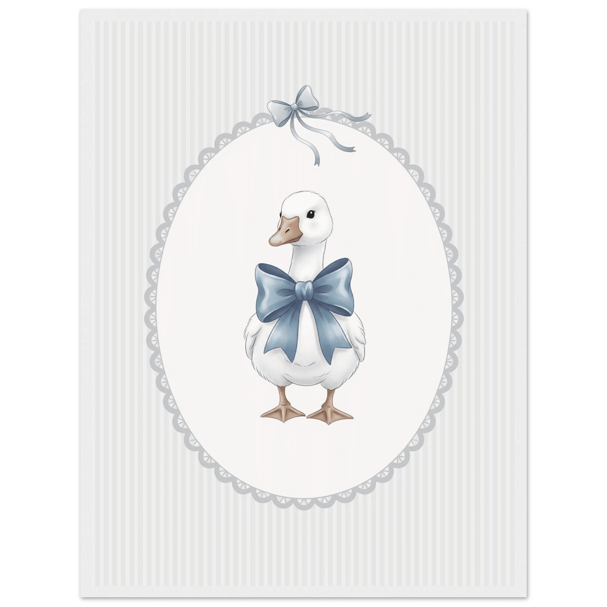 Blue Bow Duck Nursery Poster – Sweet Baby Room Wall Art Print - Evergreen Posters