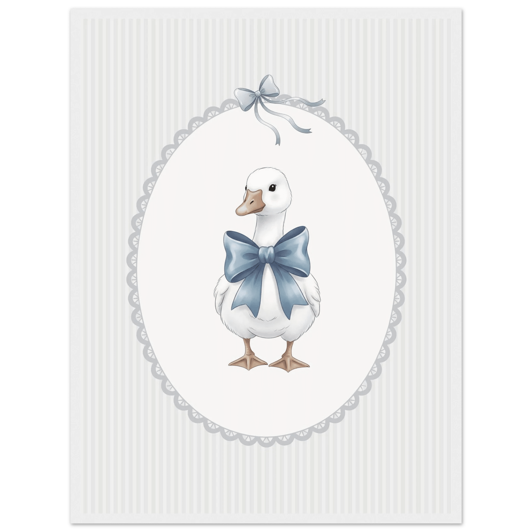 Blue Bow Duck Nursery Poster – Sweet Baby Room Wall Art Print - Evergreen Posters