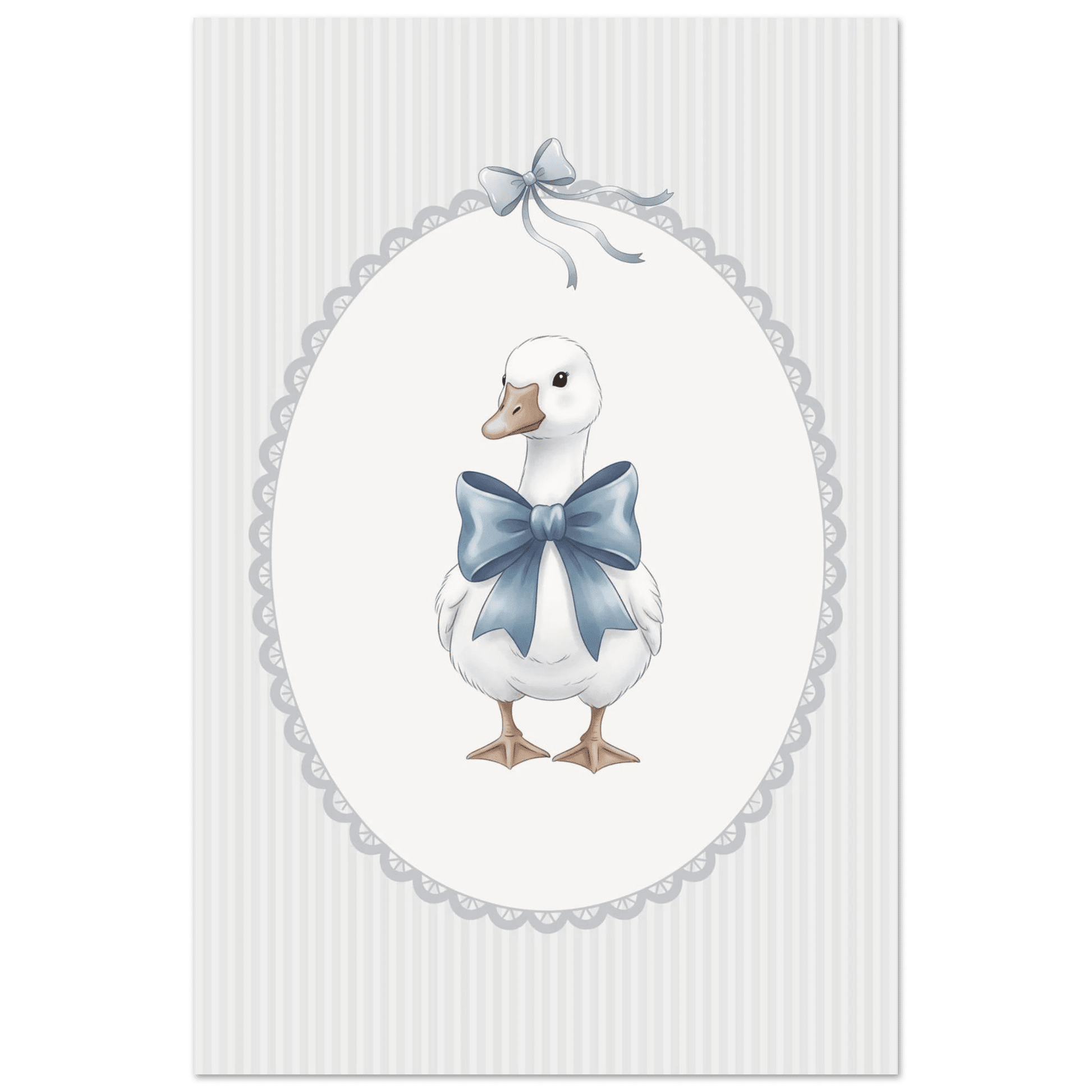 Blue Bow Duck Nursery Poster – Sweet Baby Room Wall Art Print - Evergreen Posters