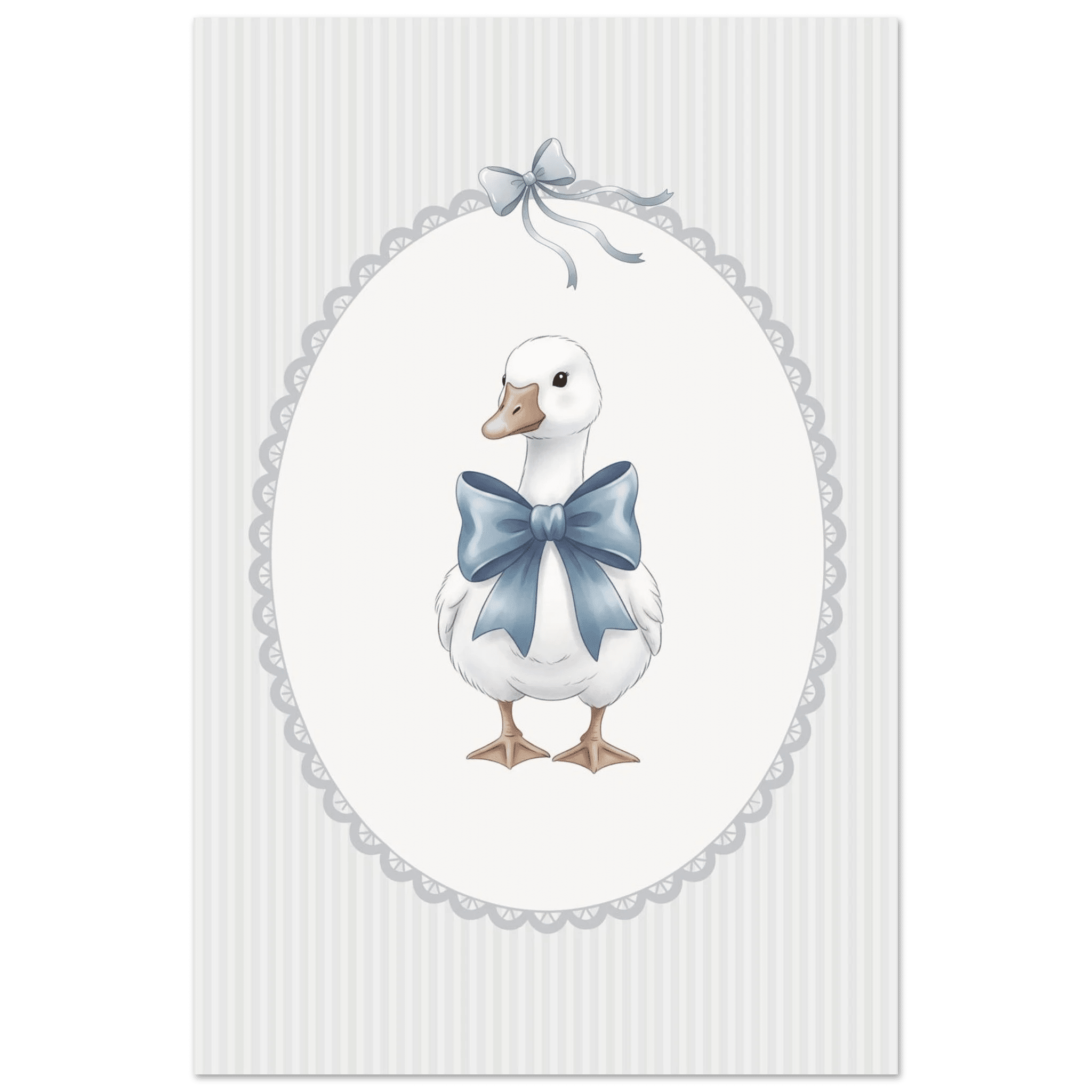 Blue Bow Duck Nursery Poster – Sweet Baby Room Wall Art Print - Evergreen Posters