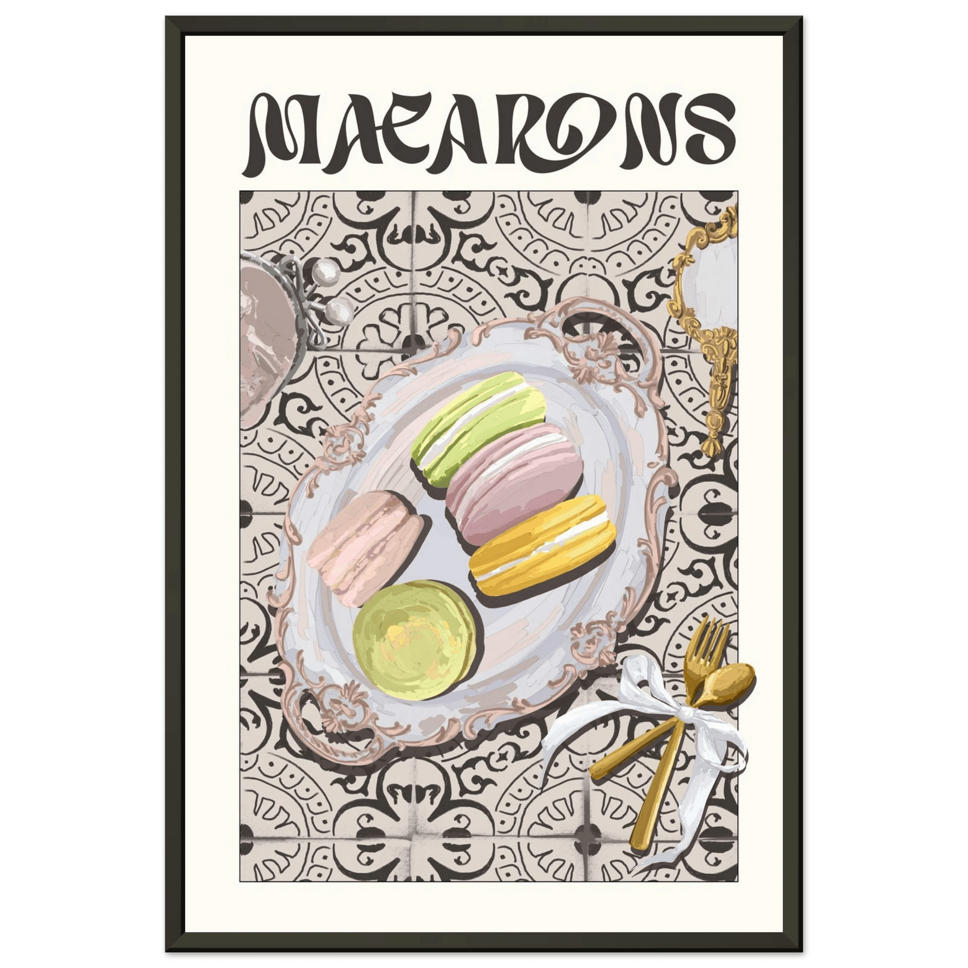 Macarons Poster – Playful French Patisserie Kitchen Wall Art Print (Digital & Printed Options) - Evergreen Posters