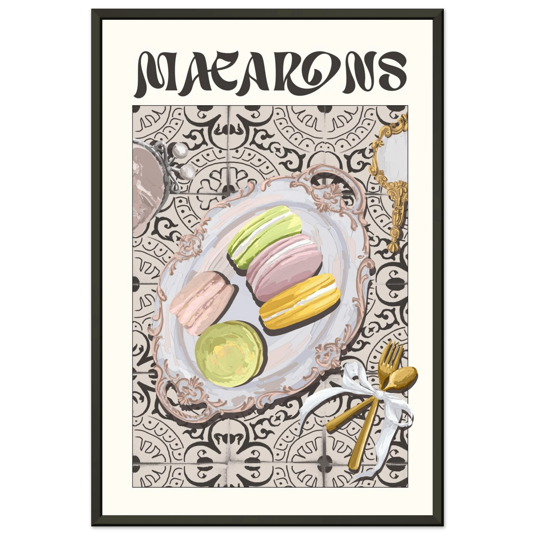 Macarons Poster – Playful French Patisserie Kitchen Wall Art Print (Digital & Printed Options) - Evergreen Posters