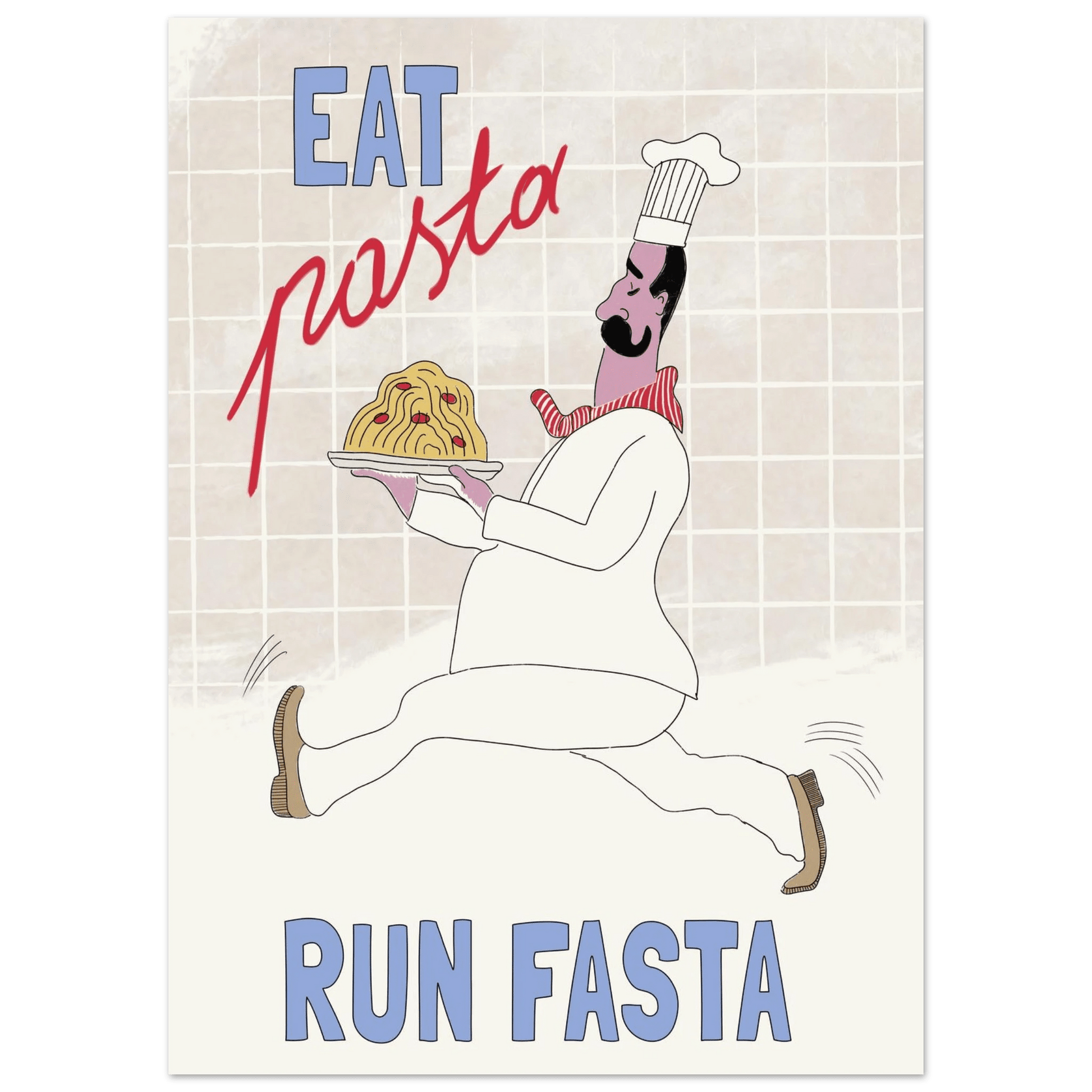 Eat Pasta Run Fasta Poster – Fun Kitchen Wall Art Print (Digital & Printed Options) - Evergreen Posters
