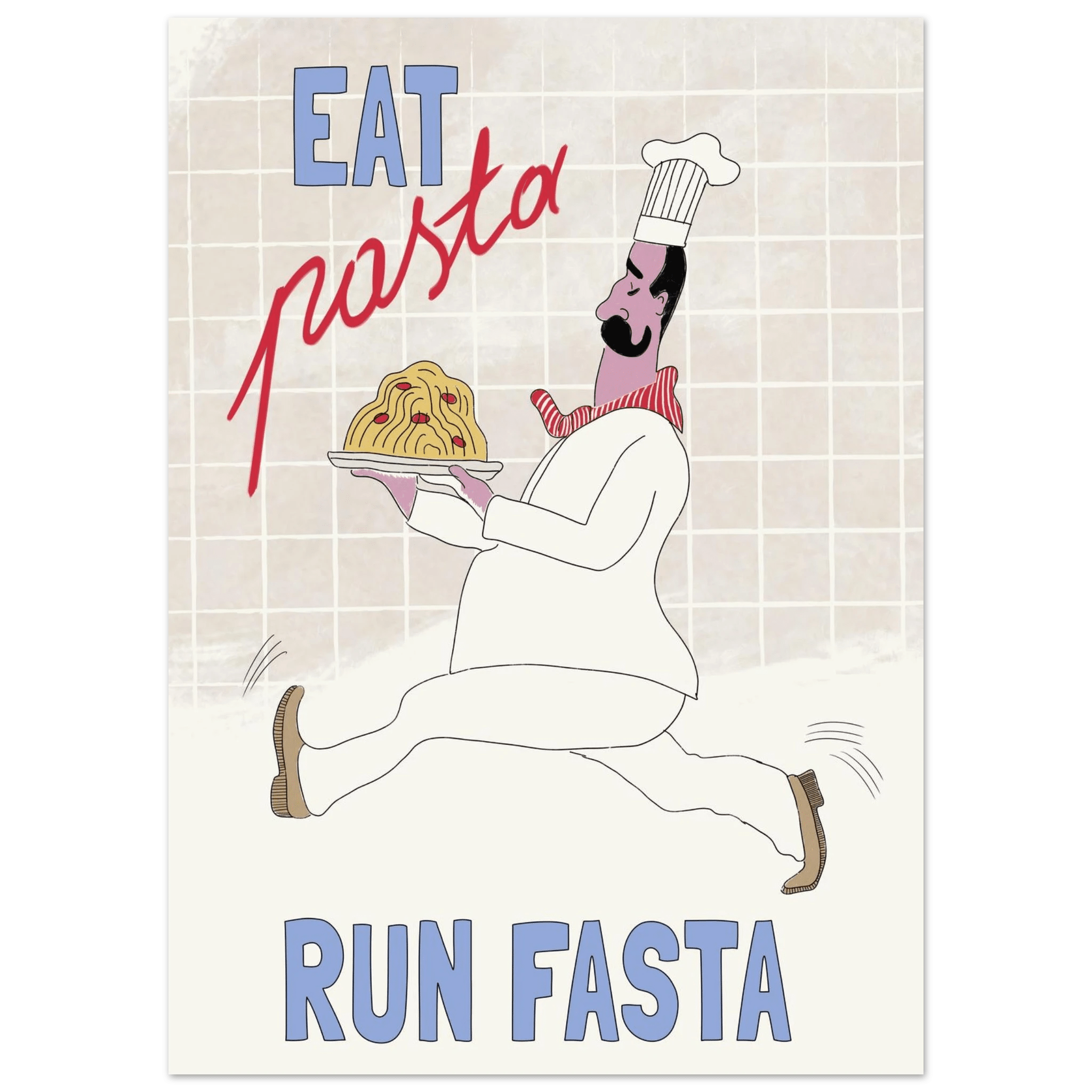 Eat Pasta Run Fasta Poster – Fun Kitchen Wall Art Print (Digital & Printed Options) - Evergreen Posters