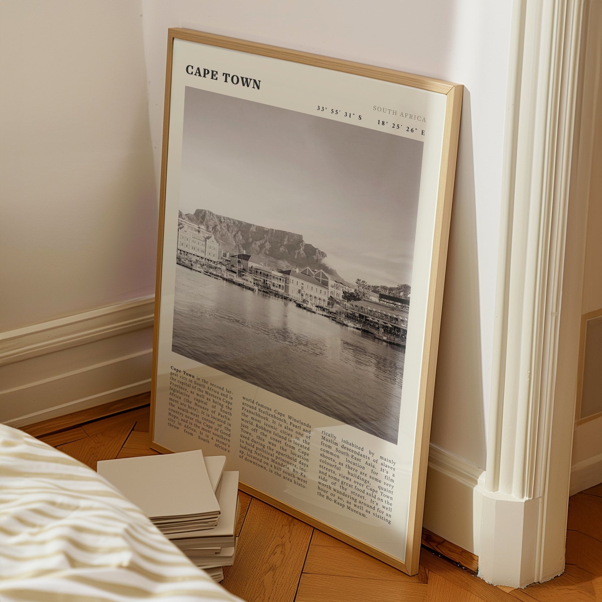 Cape Town Poster | Black & White Table Mountain Wall Art | South Africa Travel Print - Evergreen Posters