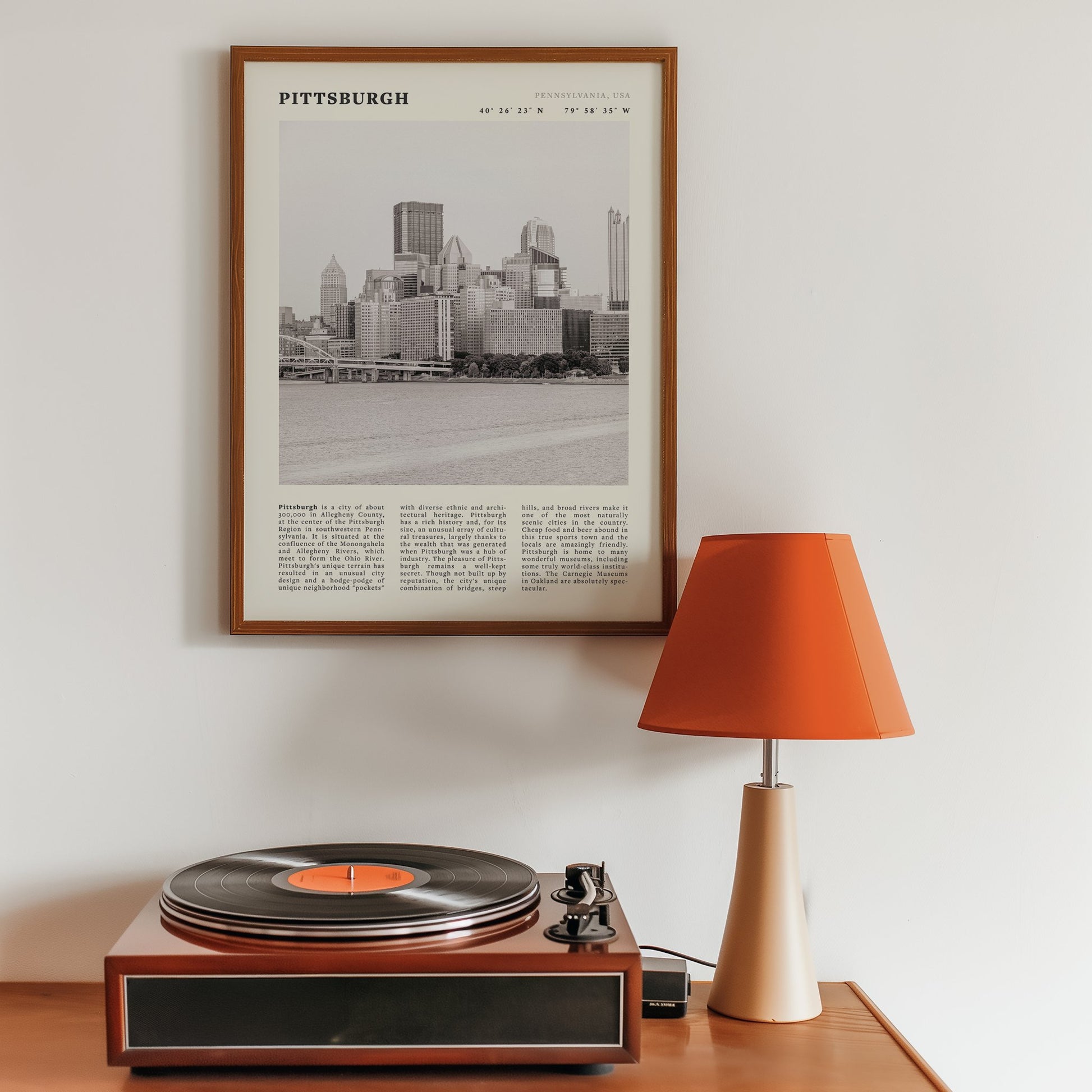 Pittsburgh Poster | Black & White Pennsylvania Skyline Wall Art | PA Travel Print - Evergreen Posters