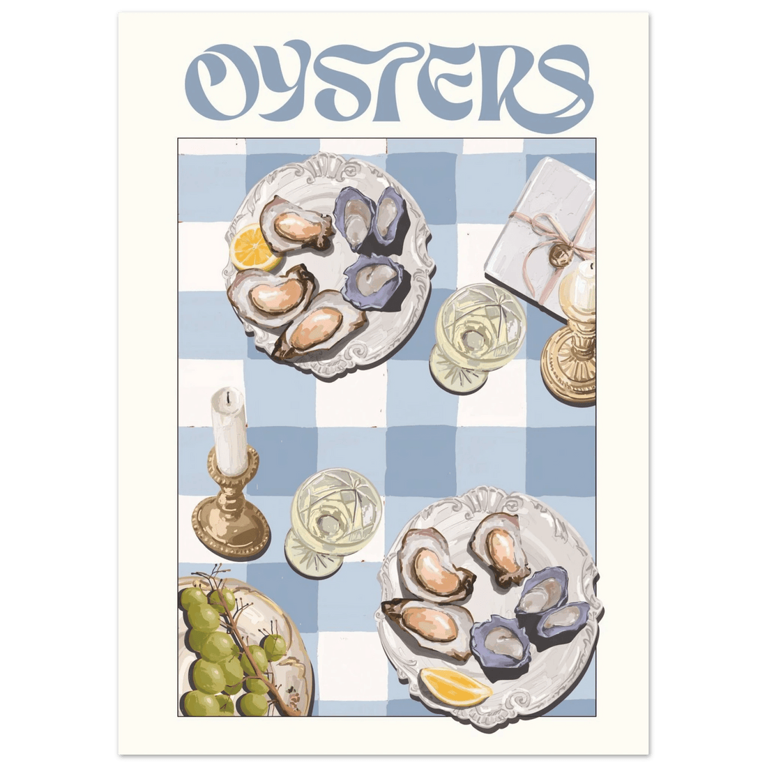 Oysters Poster – Playful Seafood Kitchen Wall Art Print (Digital & Printed Options) - Evergreen Posters
