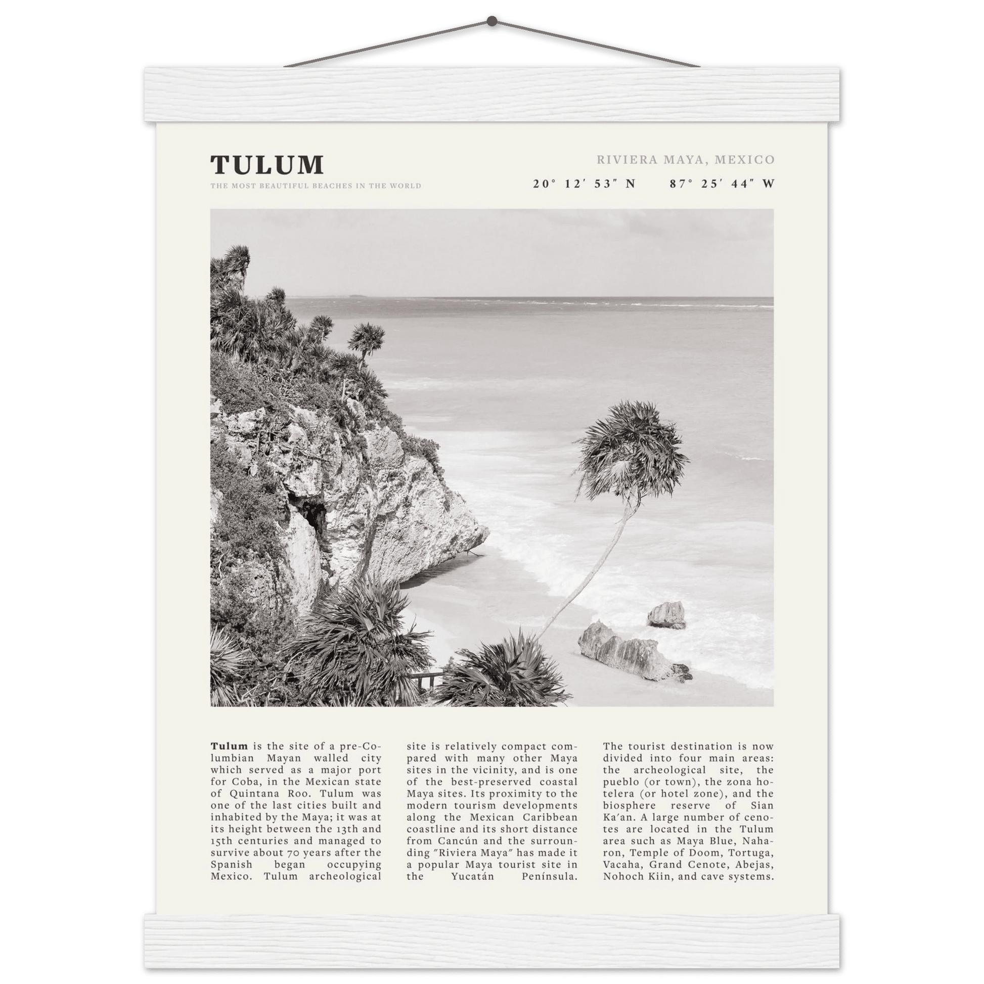 Tulum Poster | Black & White Riviera Maya Mexico Wall Art | Beach Travel Print - Evergreen Posters