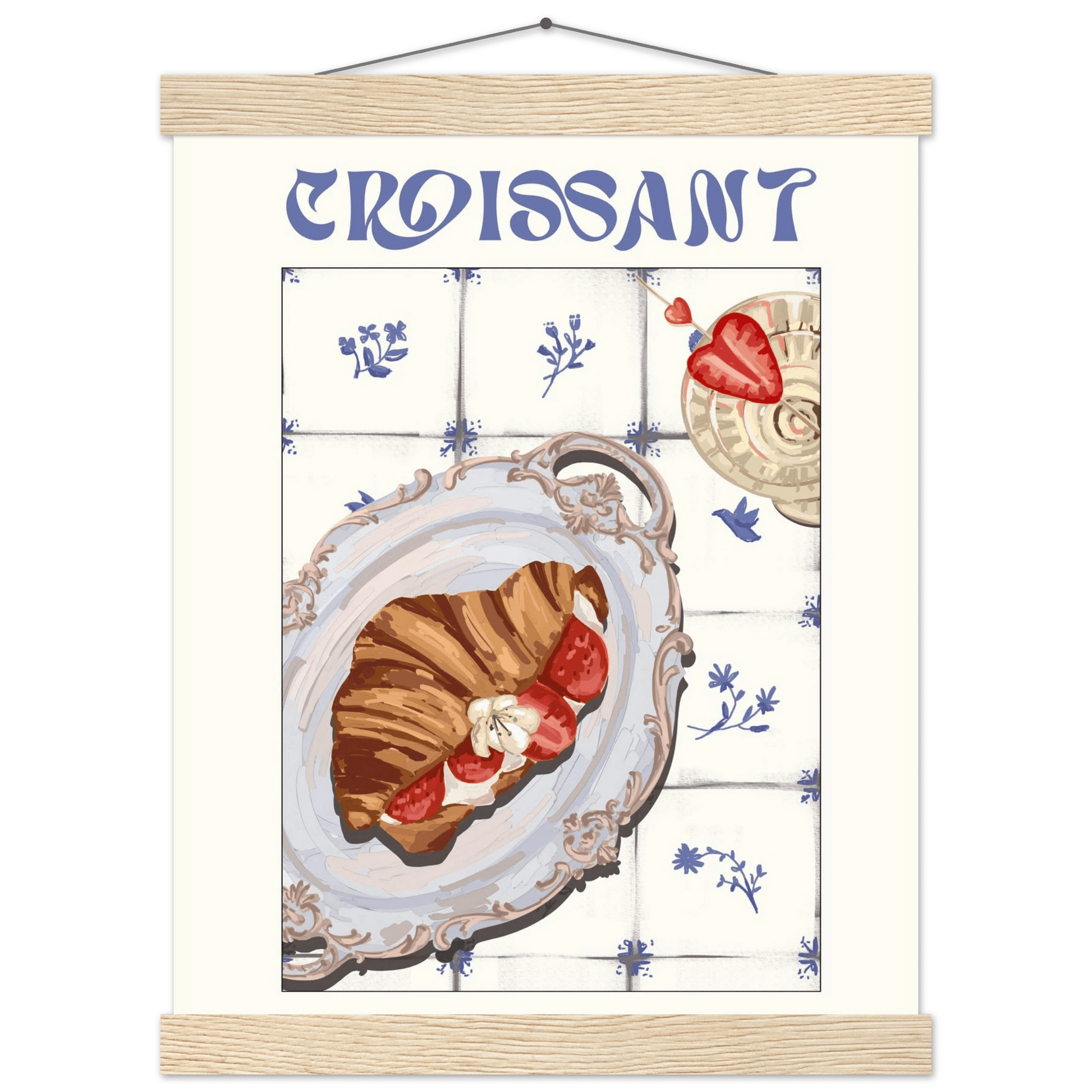 Croissant Poster – Charming French Breakfast Kitchen Wall Art Print (Digital & Printed Options) - Evergreen Posters
