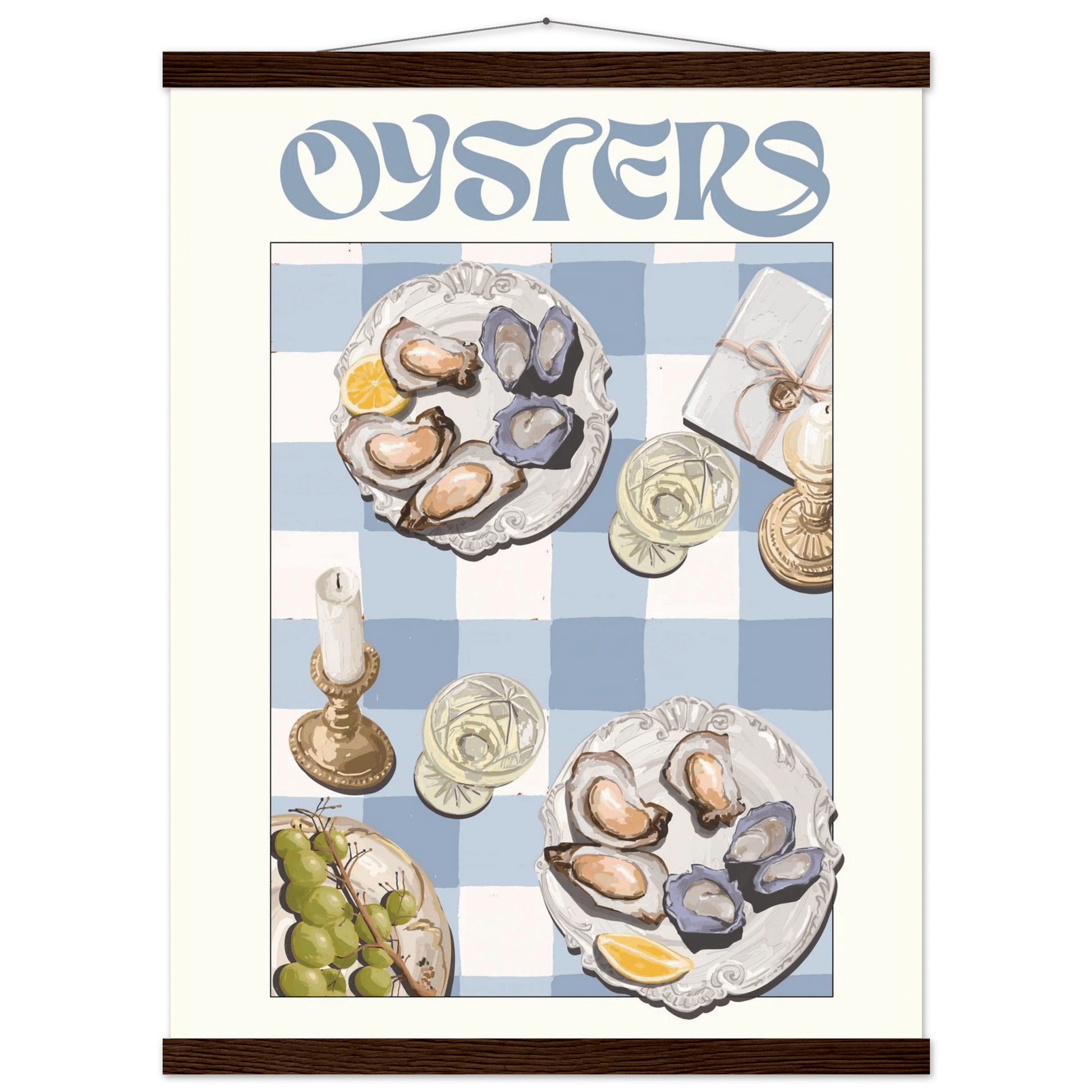 Oysters Poster – Playful Seafood Kitchen Wall Art Print (Digital & Printed Options) - Evergreen Posters