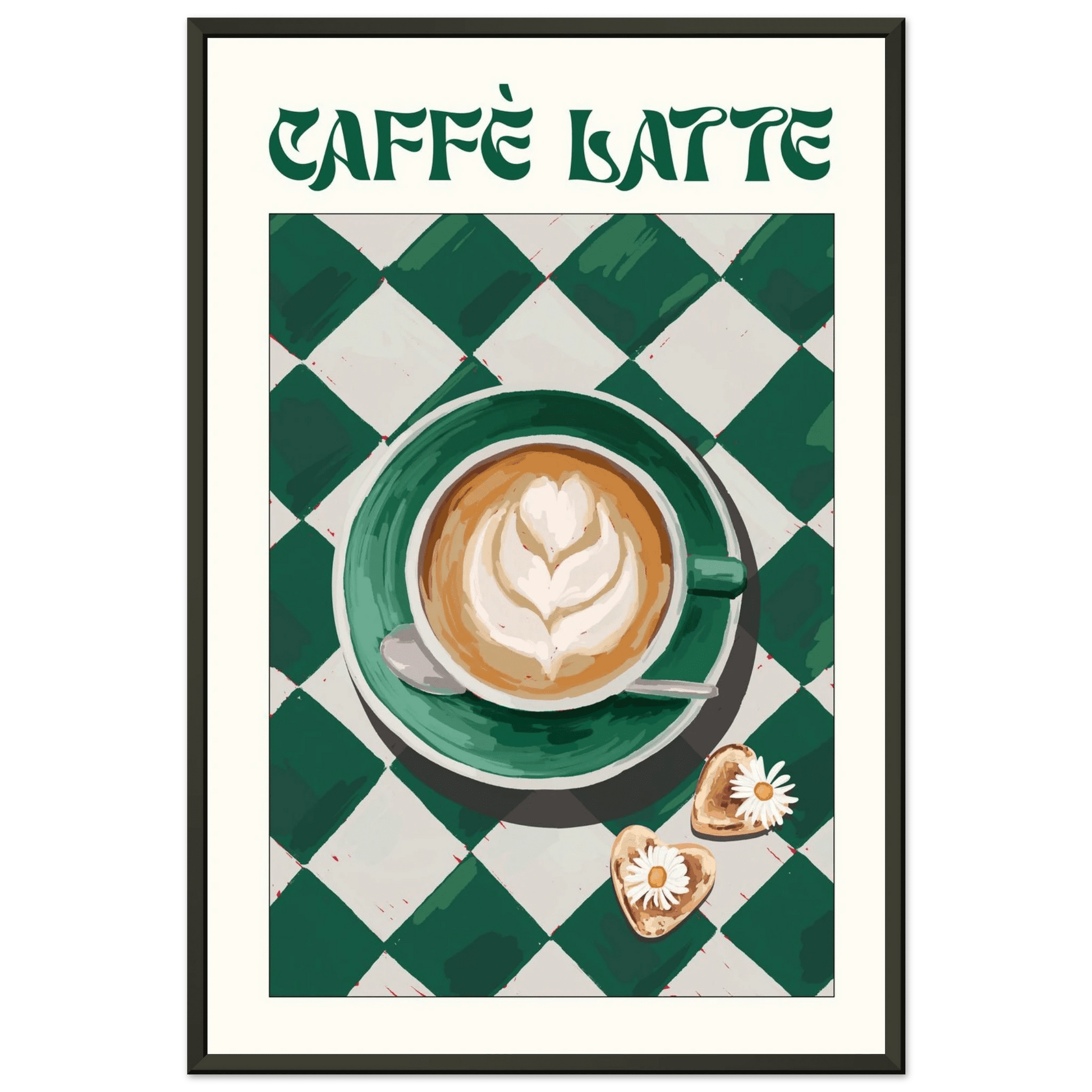 Caffè Latte Poster – Playful Coffee Kitchen Wall Art Print (Digital & Printed Options) - Evergreen Posters