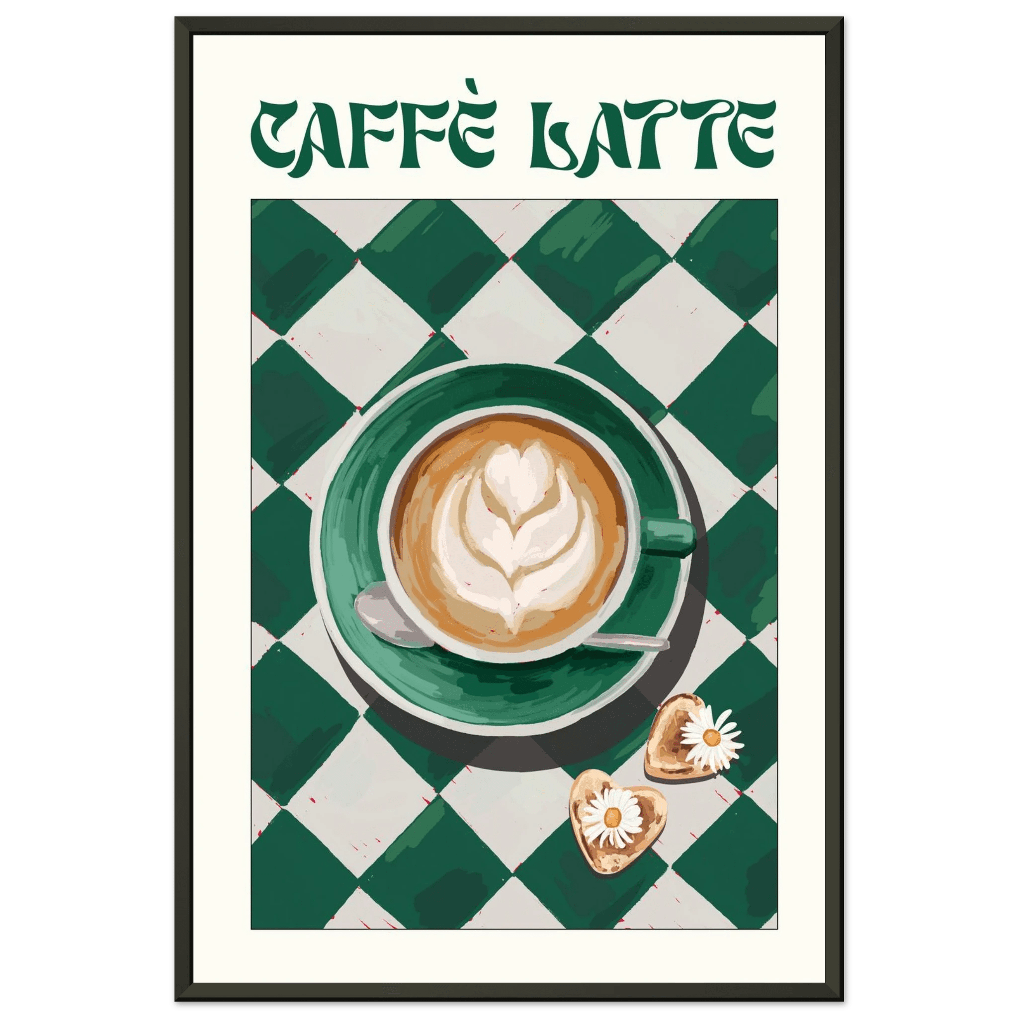 Caffè Latte Poster – Playful Coffee Kitchen Wall Art Print (Digital & Printed Options) - Evergreen Posters