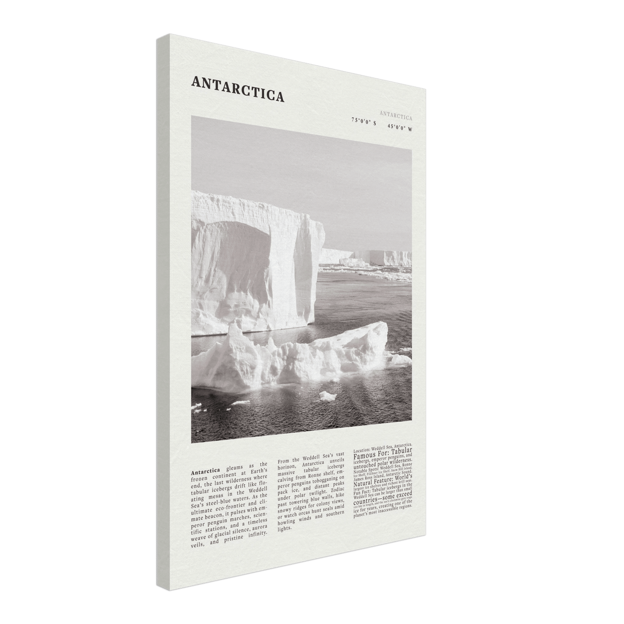 Antarctica Poster Black and White – Vintage Weddell Sea Iceberg Print (Digital & Printed Options) - Evergreen Posters