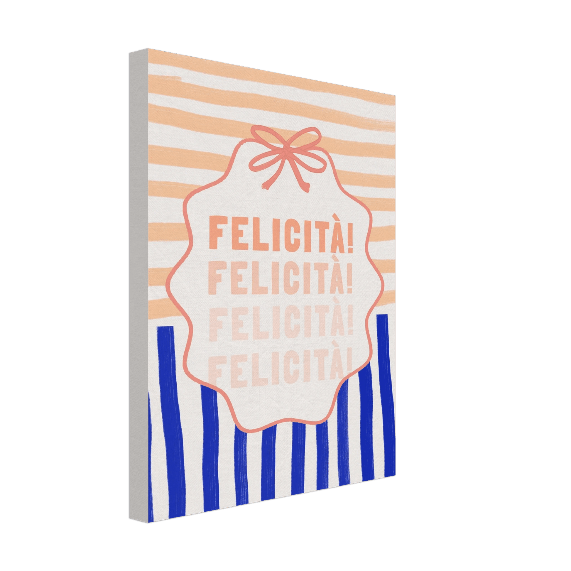 Felicità Italian Happiness Quote Print | Coquette Stripe Wall Art - Evergreen Posters
