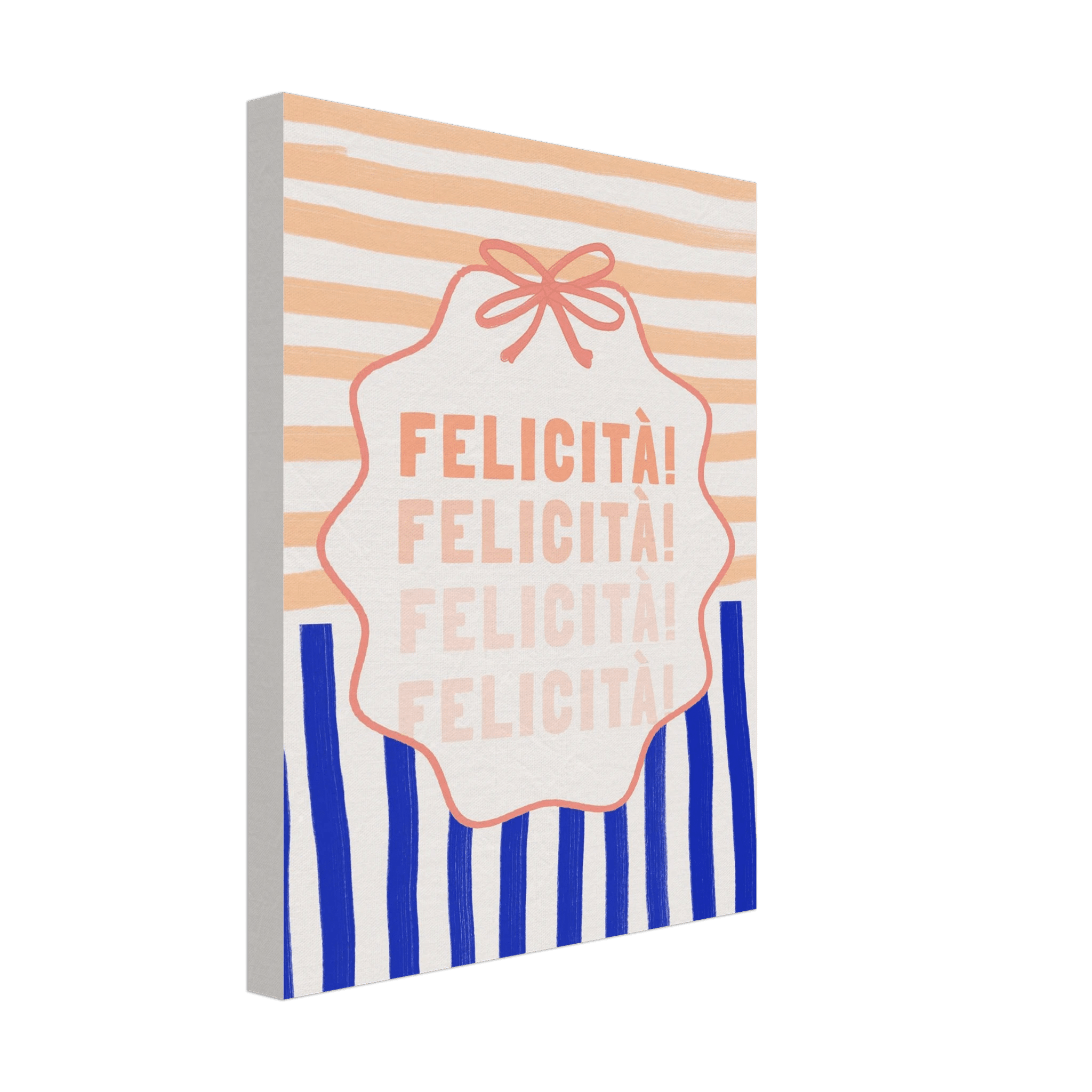 Felicità Italian Happiness Quote Print | Coquette Stripe Wall Art - Evergreen Posters