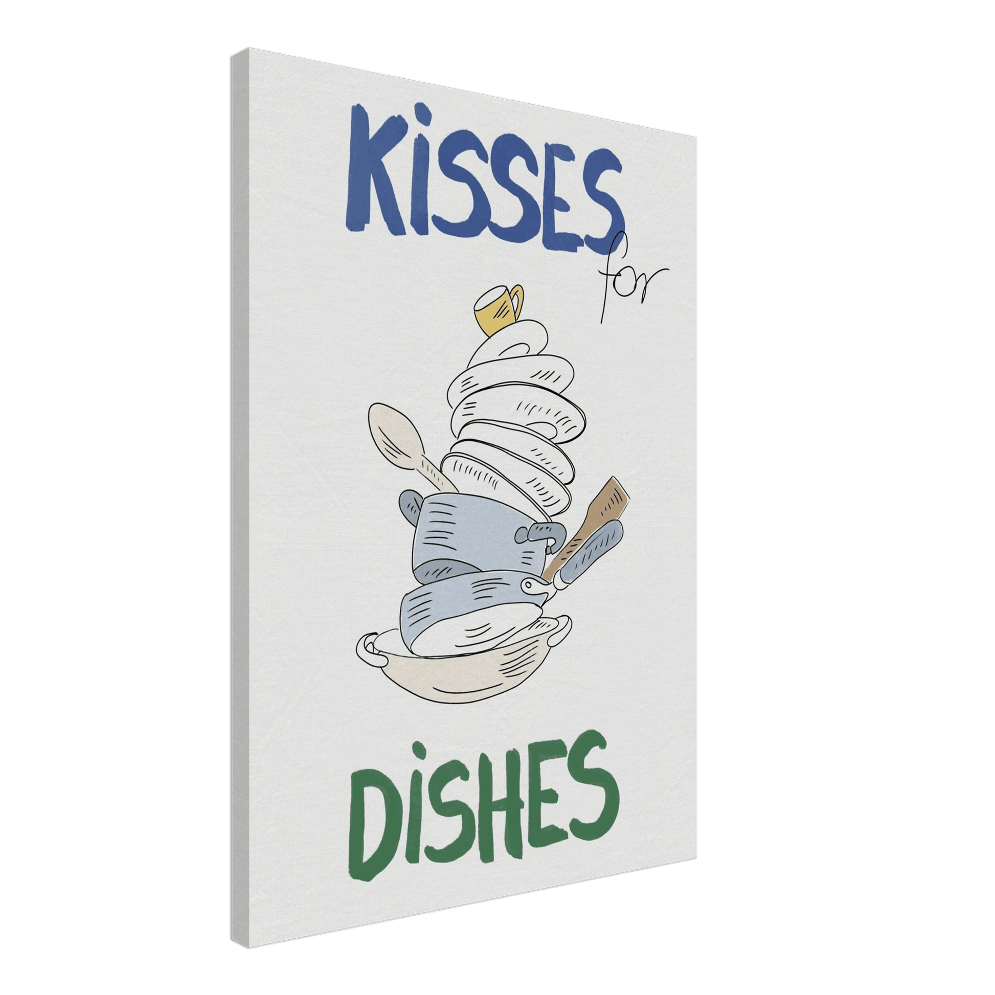 Kisses for Dishes Poster – Funny Kitchen Wall Art Print (Digital & Printed Options) - Evergreen Posters