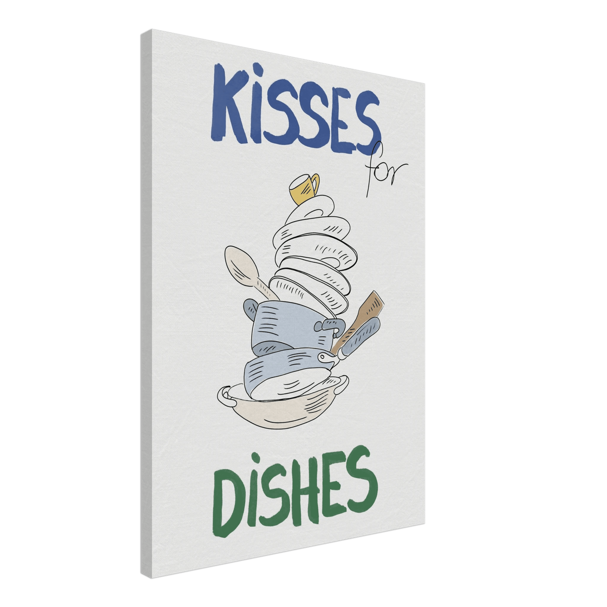 Kisses for Dishes Poster – Funny Kitchen Wall Art Print (Digital & Printed Options) - Evergreen Posters