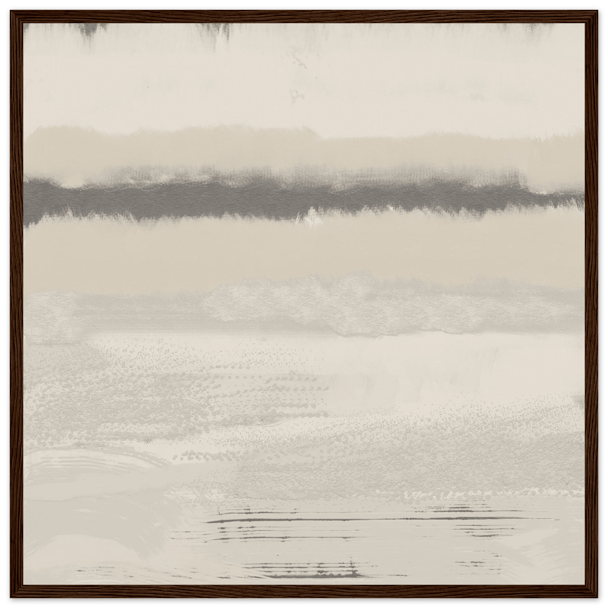 Misty Abstract Poster | Beige & Grey Textured Wall Art | Minimalist Square Print - Evergreen Posters