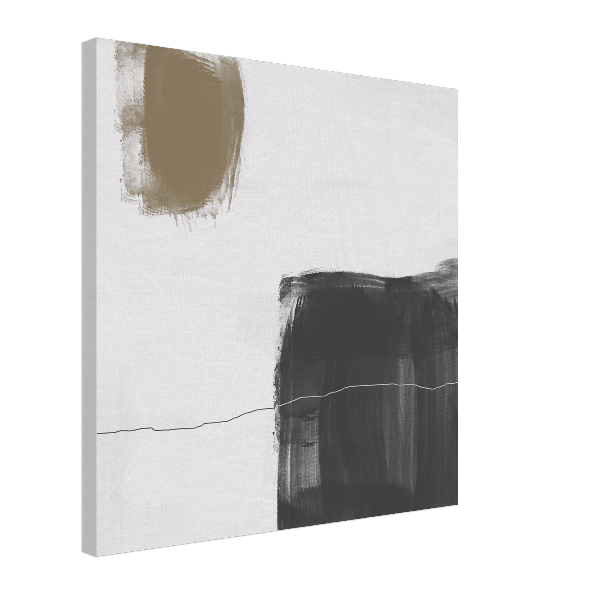 Olive & Black Brushstroke Abstract Poster | Minimalist Square Wall Art | Modern Decor - Evergreen Posters