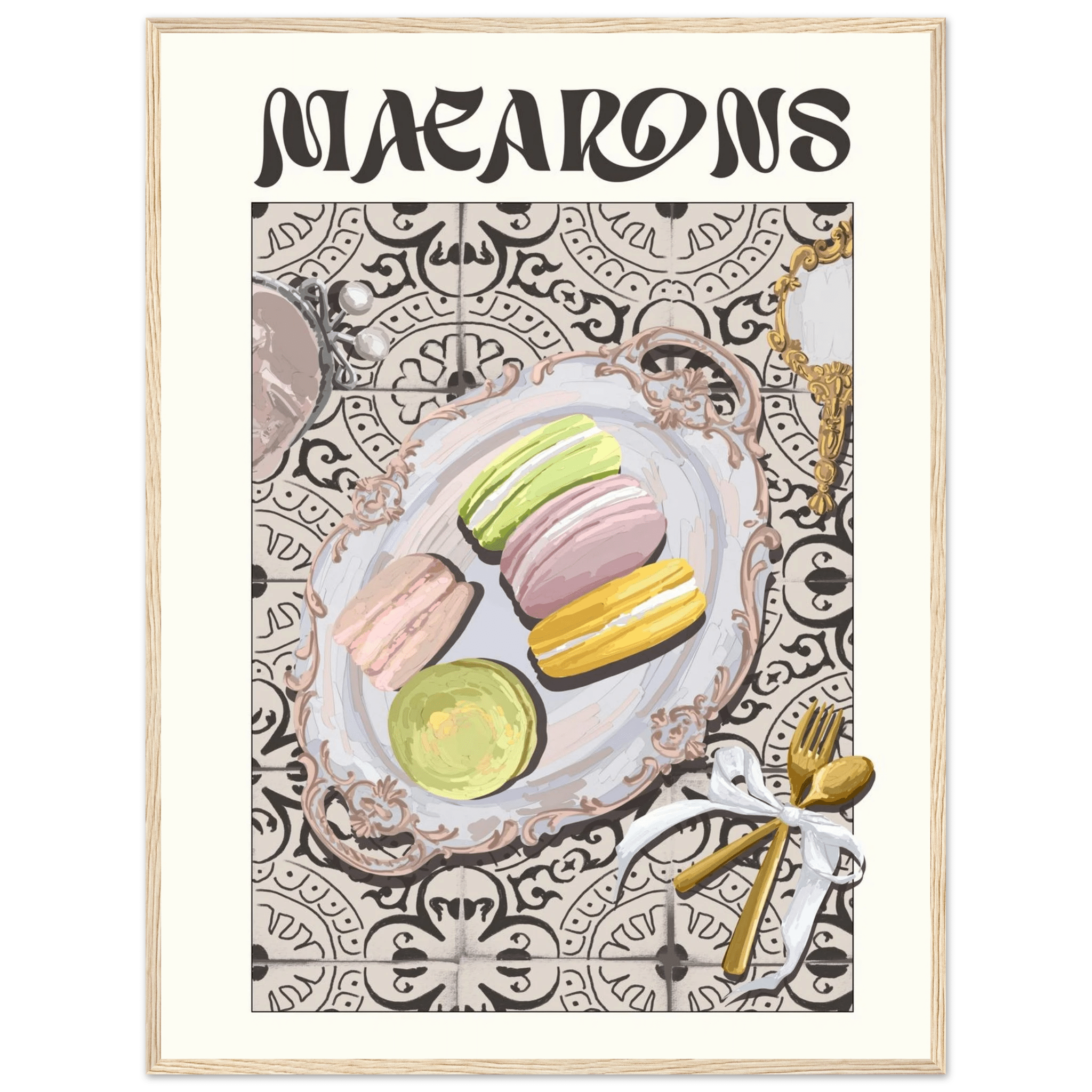 Macarons Poster – Playful French Patisserie Kitchen Wall Art Print (Digital & Printed Options) - Evergreen Posters