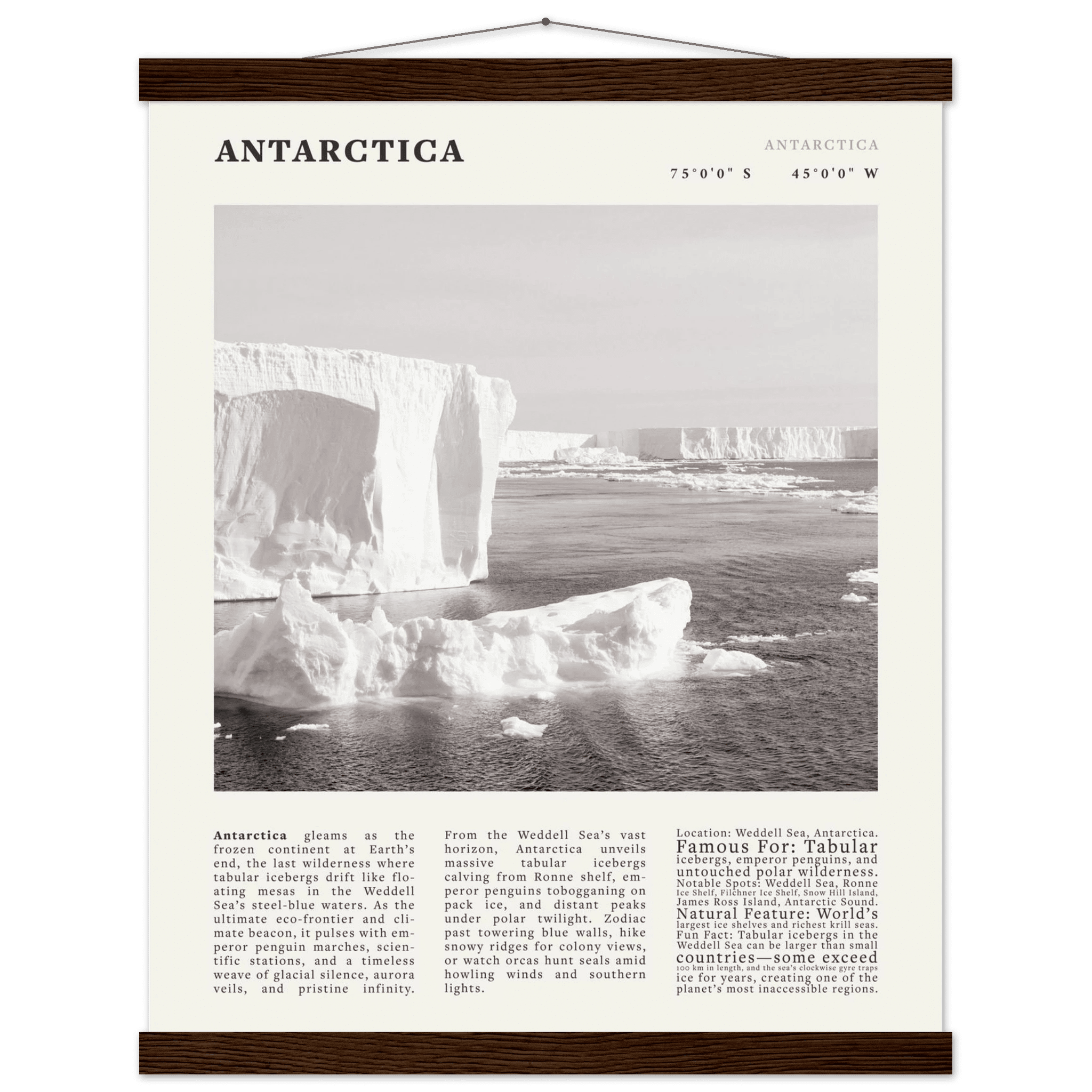 Antarctica Poster Black and White – Vintage Weddell Sea Iceberg Print (Digital & Printed Options) - Evergreen Posters